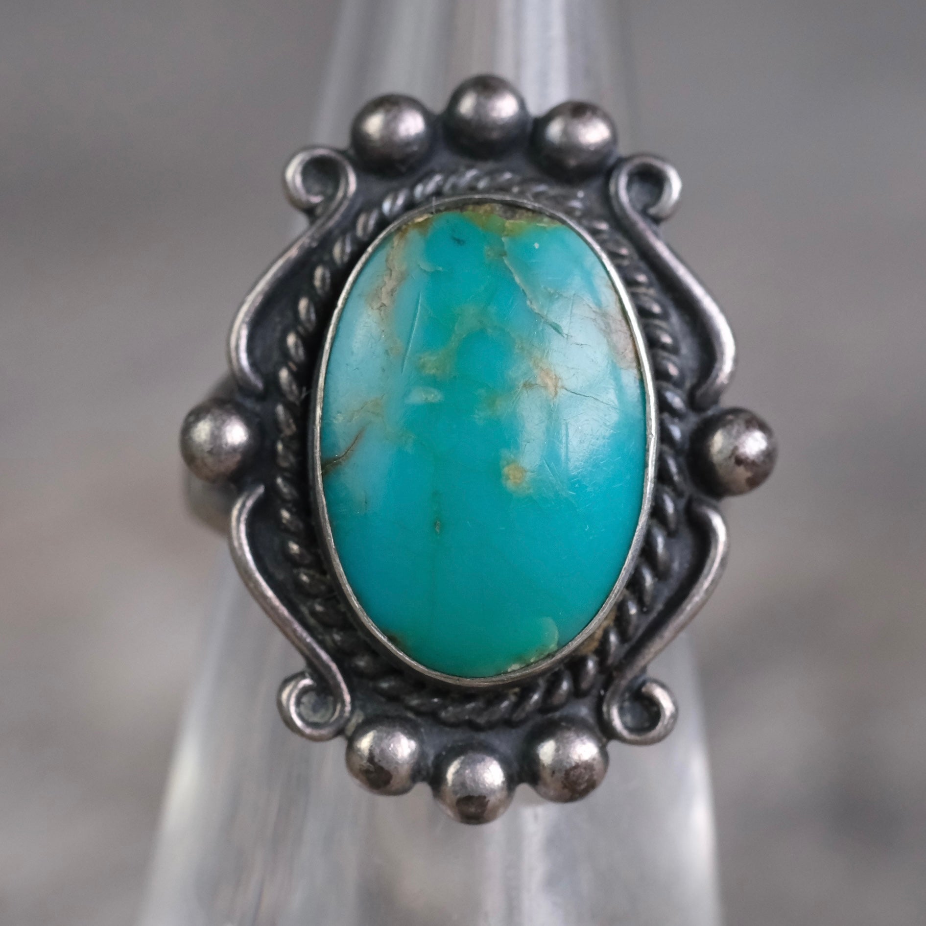 Vintage Sterling Turquoise Ring 5.75