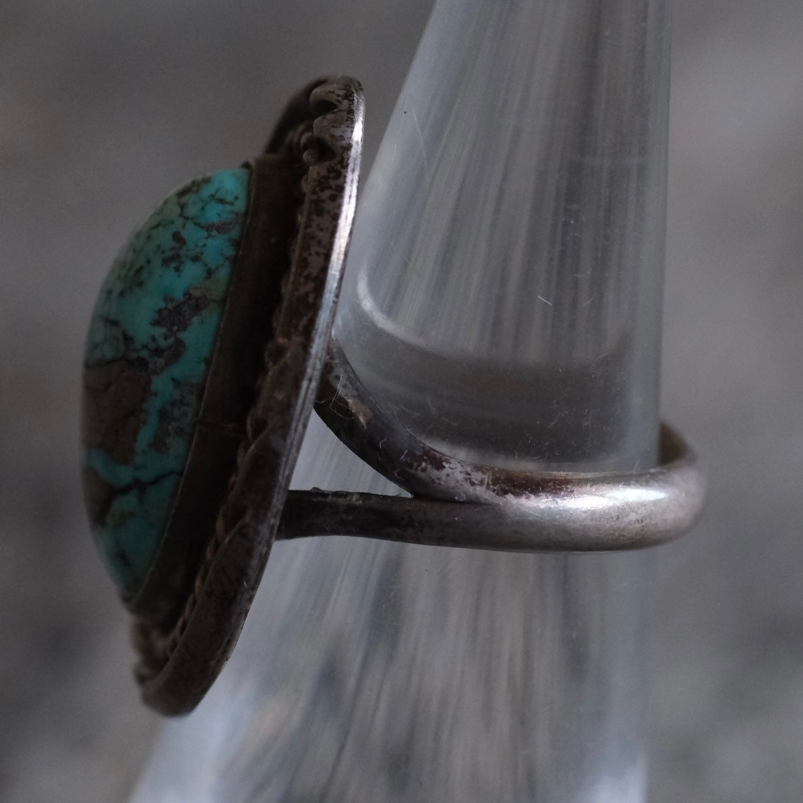 Vintage Sterling Turquoise Roper Ring 5