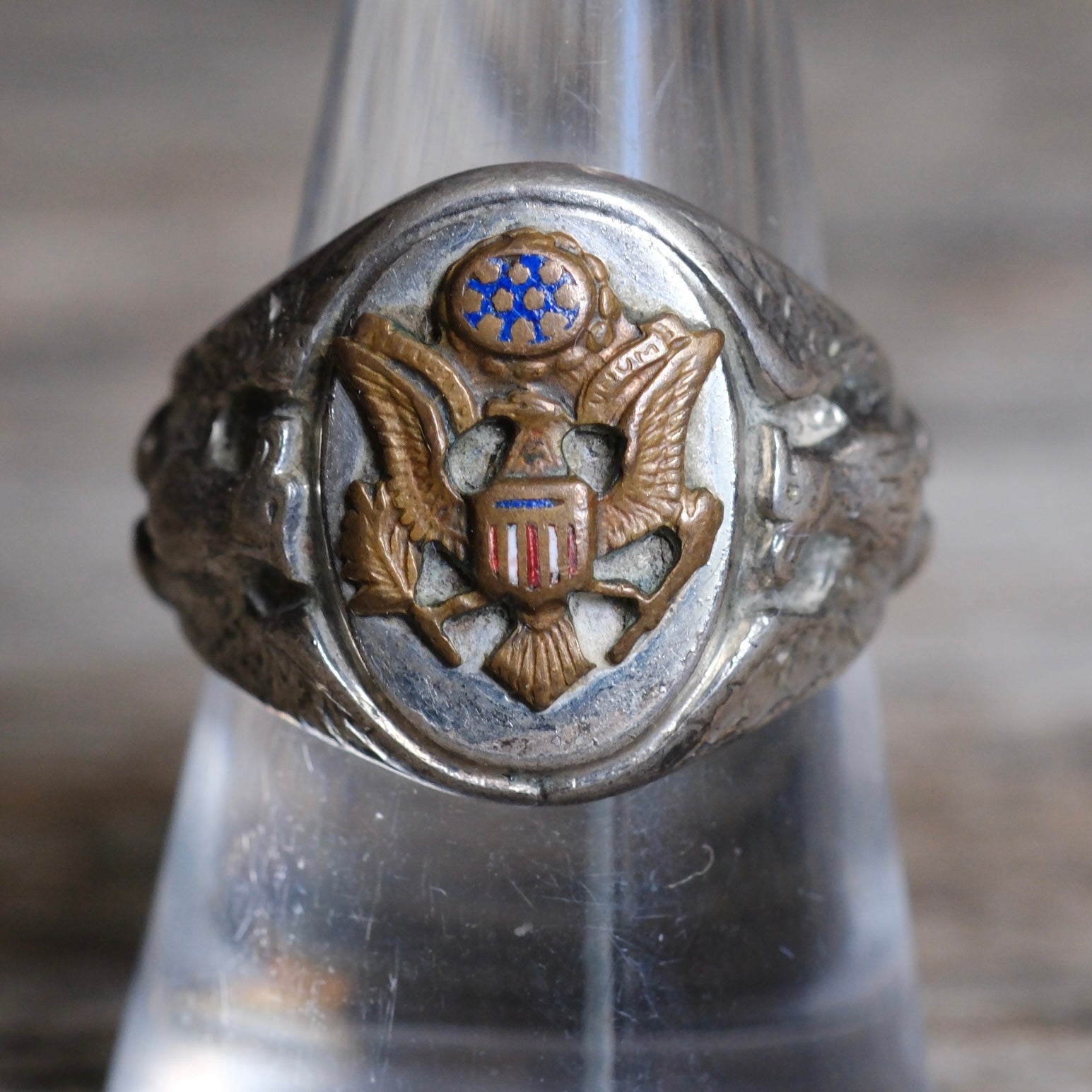 Vintage Sterling Military Signet Ring 8.75