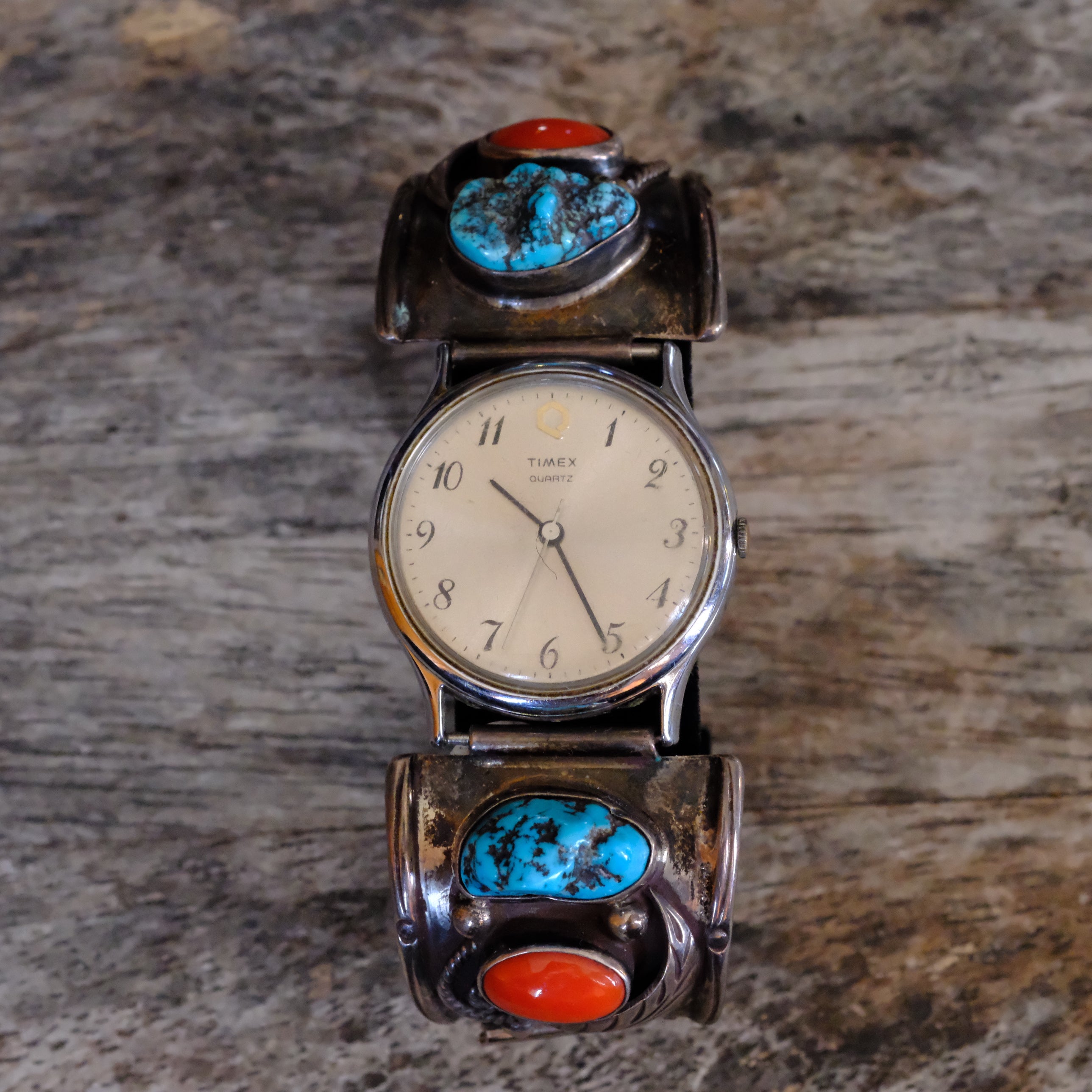 Vintage Sterling Turquoise and Coral Watch