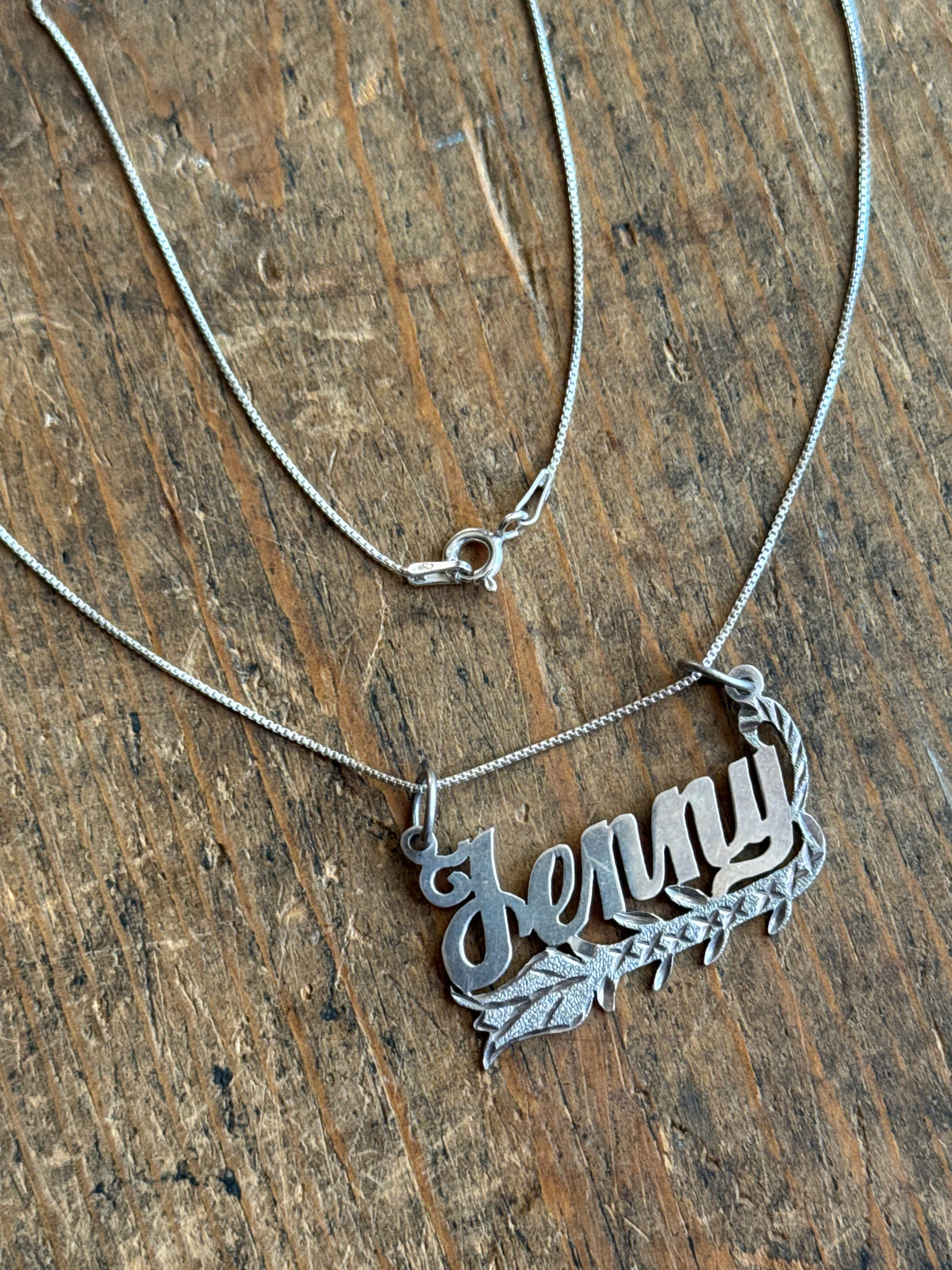 Vintage Sterling Silver ‘Jenny” Nameplate Necklace