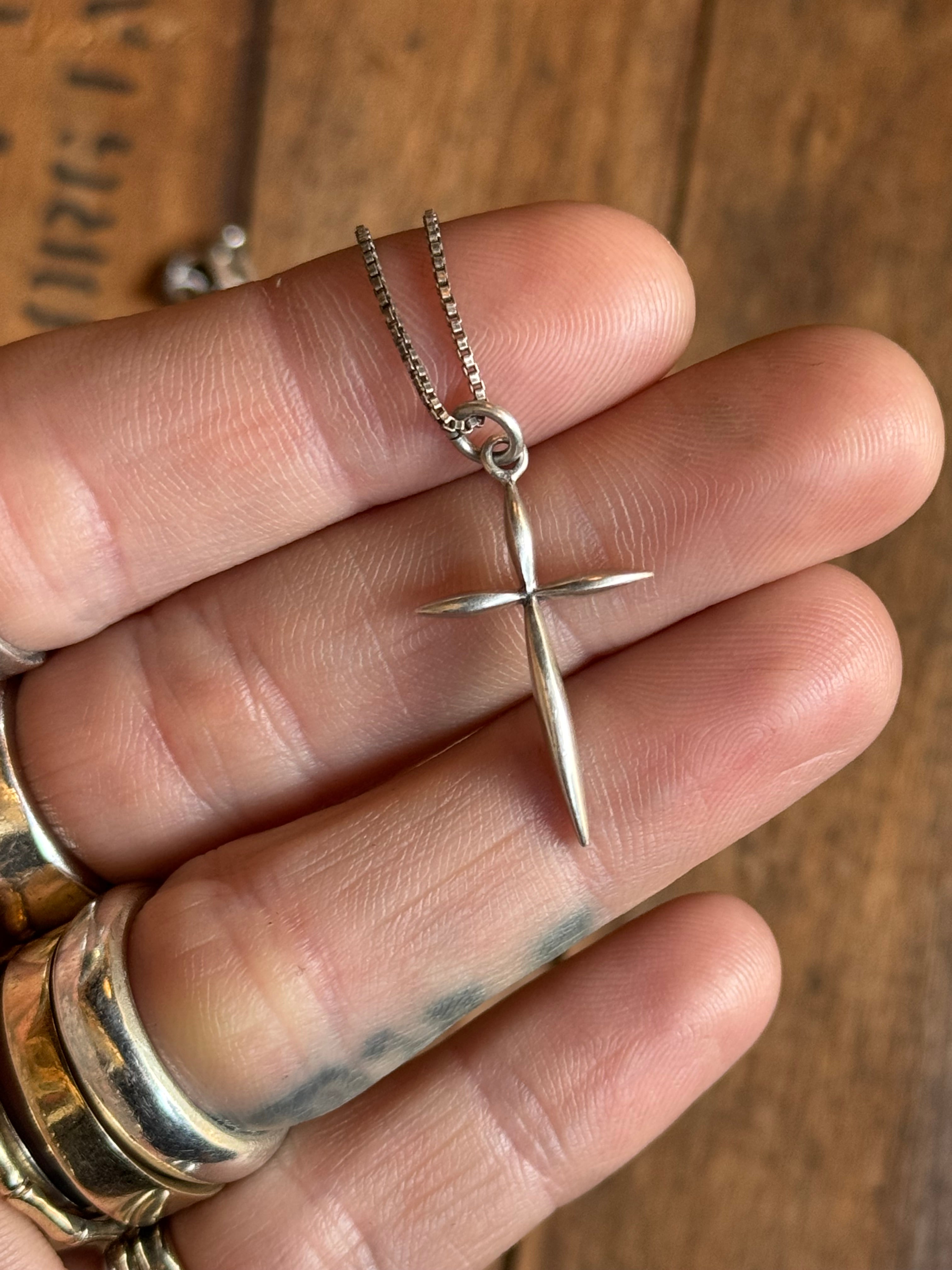 Vintage Sterling Silver Cross Necklace