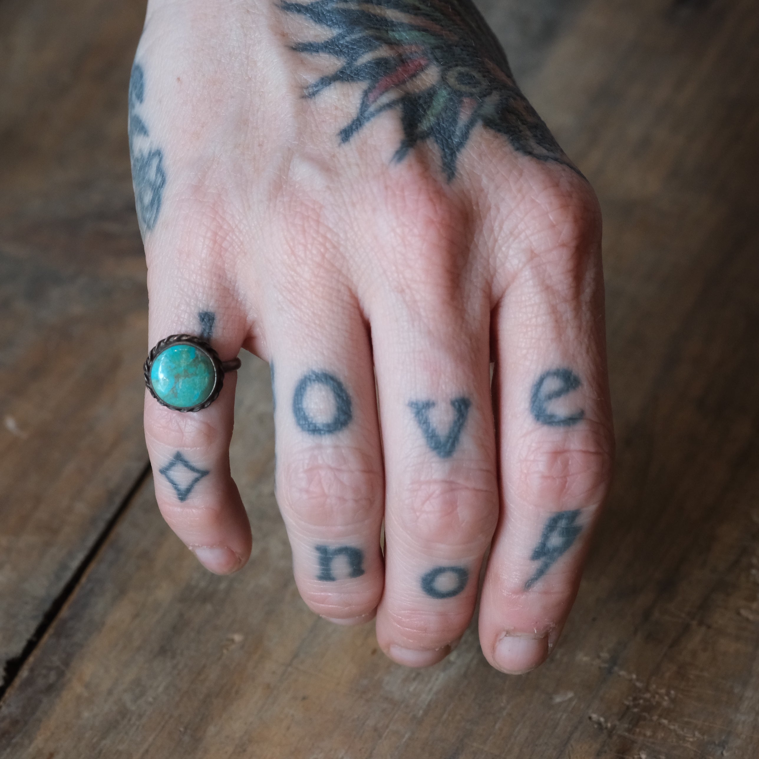 Vintage Sterling Turquoise Ring 3.5