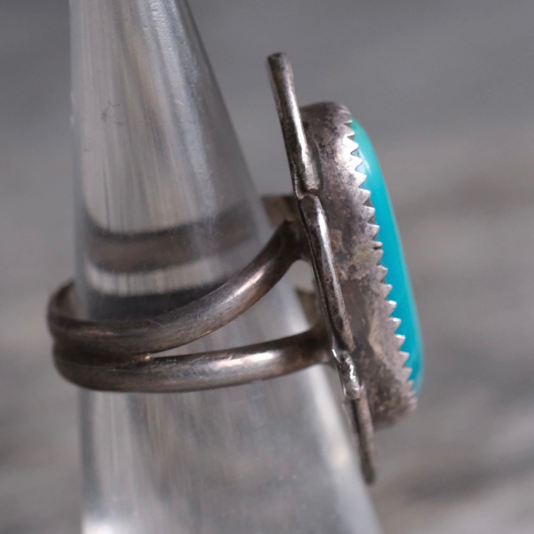 Vintage Sterling Turquoise Feather Ring 5.75