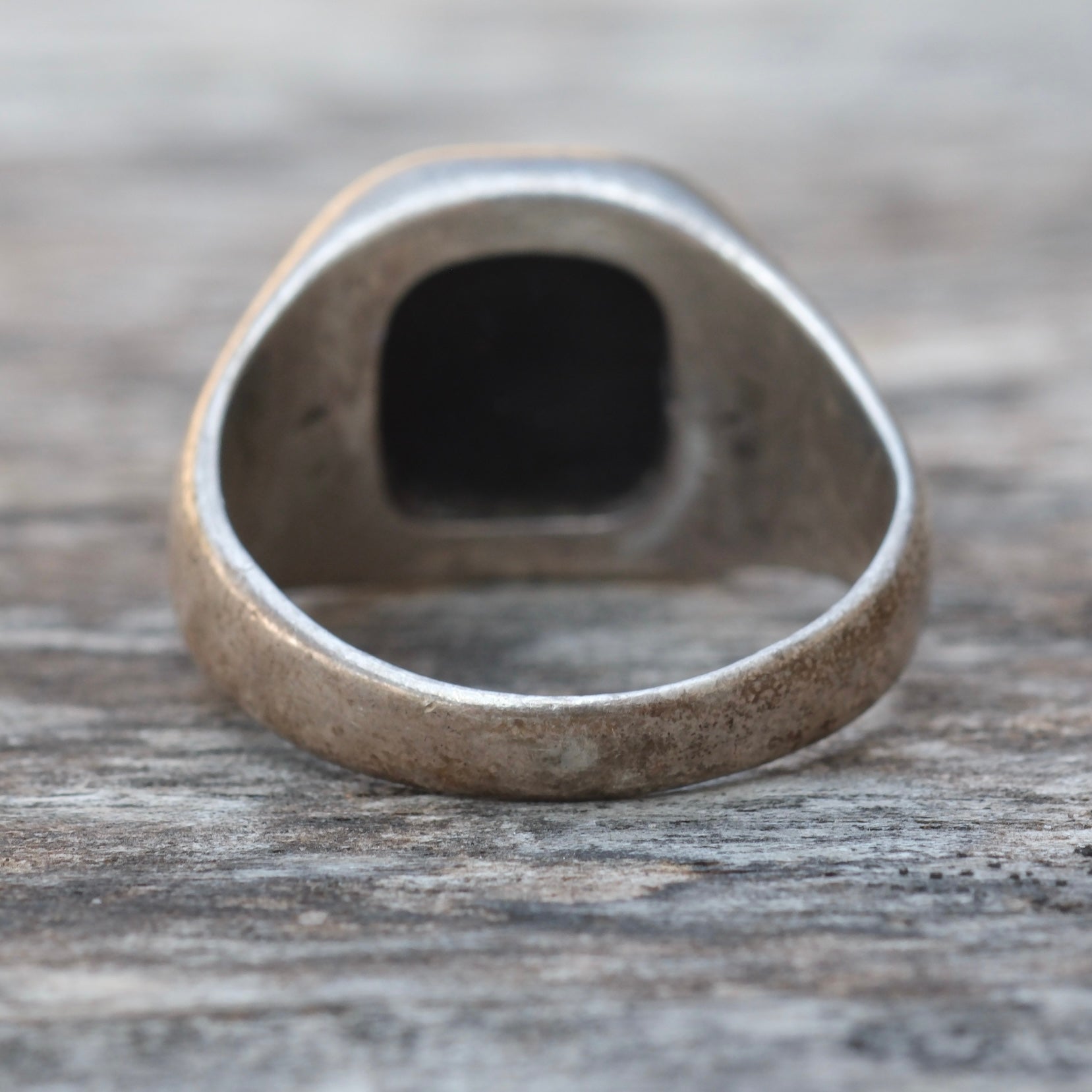 Vintage Sterling Onyx Signet Ring 10.25