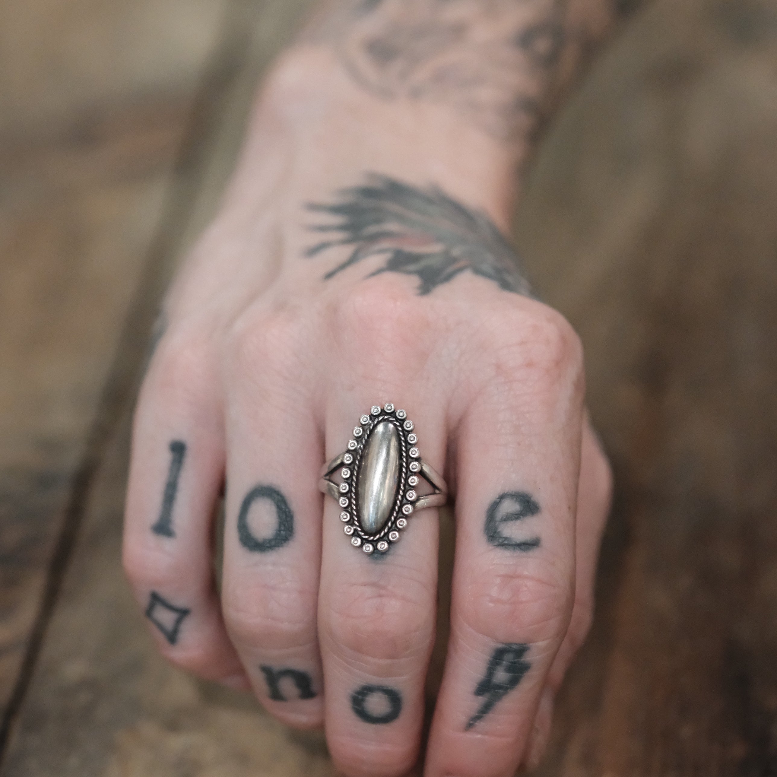 Vintage Sterling Silver Dotted Ring 7.75