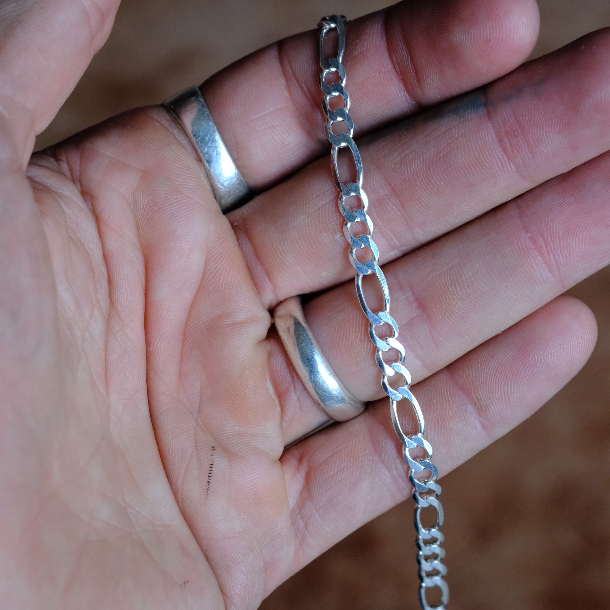 Vintage Sterling Silver Figaro Chain Bracelet