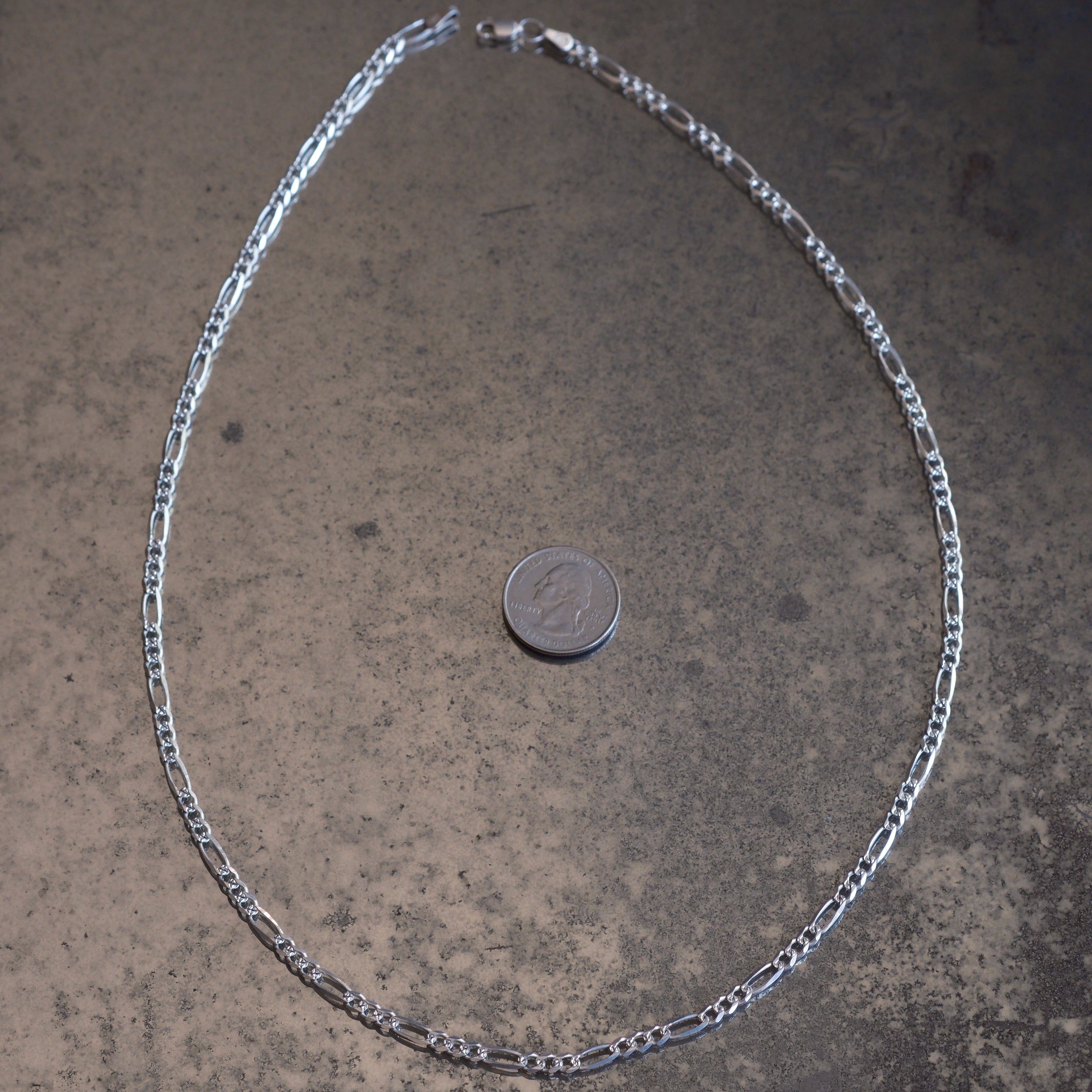 Vintage Sterling Silver Figaro Chain Necklace 24"