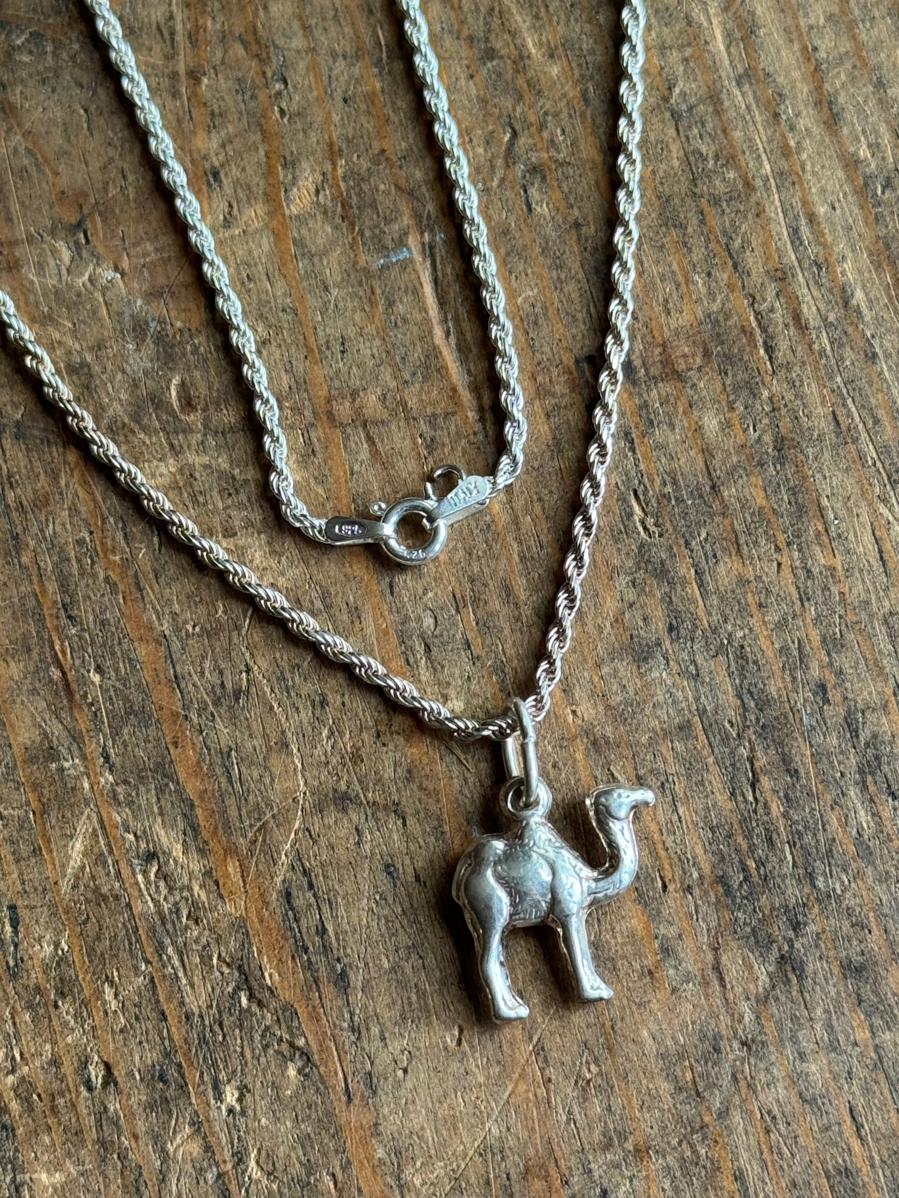 Vintage Sterling Silver 16” Rope Chain Camel Necklace