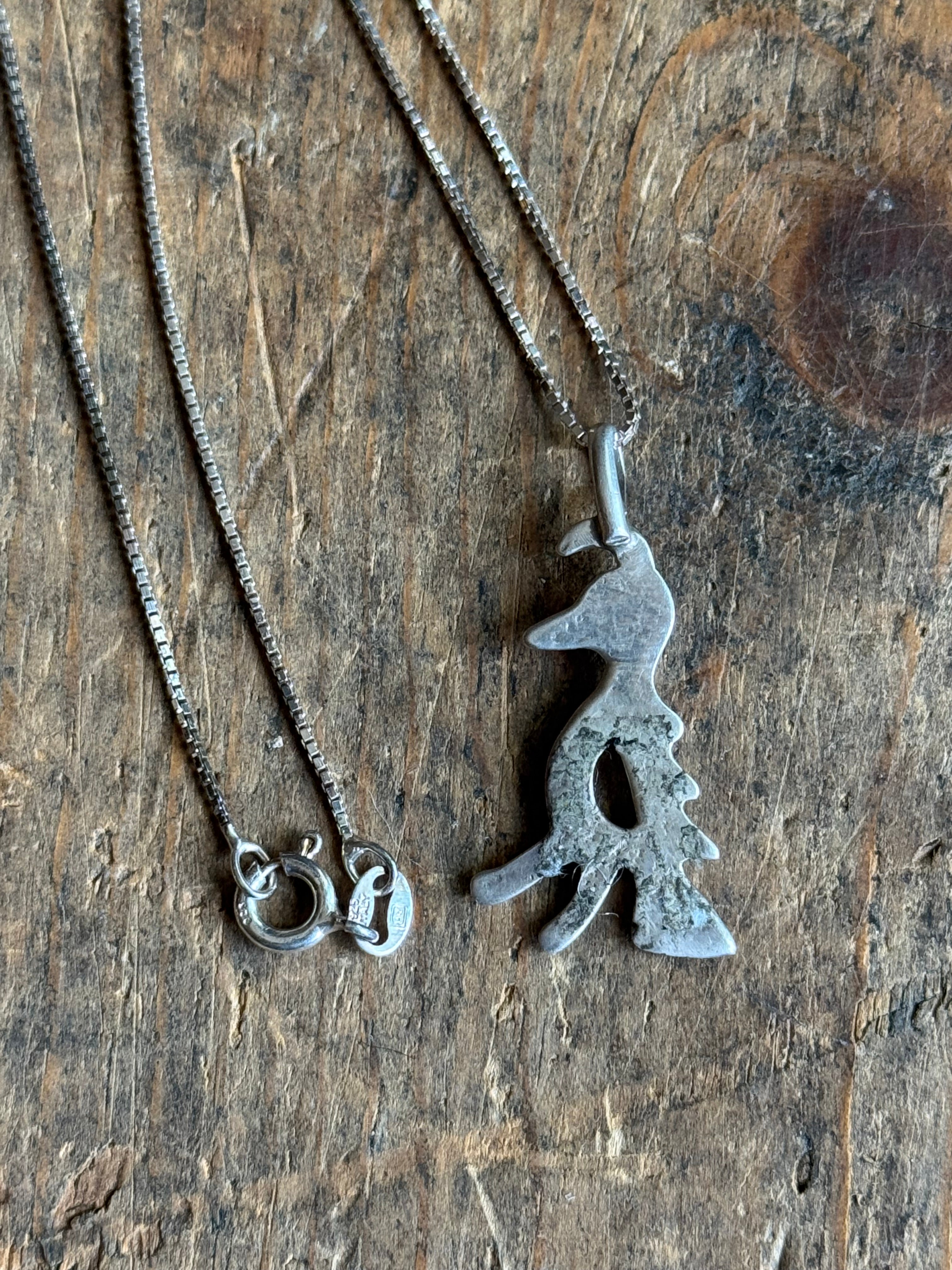 Vintage Sterling Silver Sandcast Partridge Necklace
