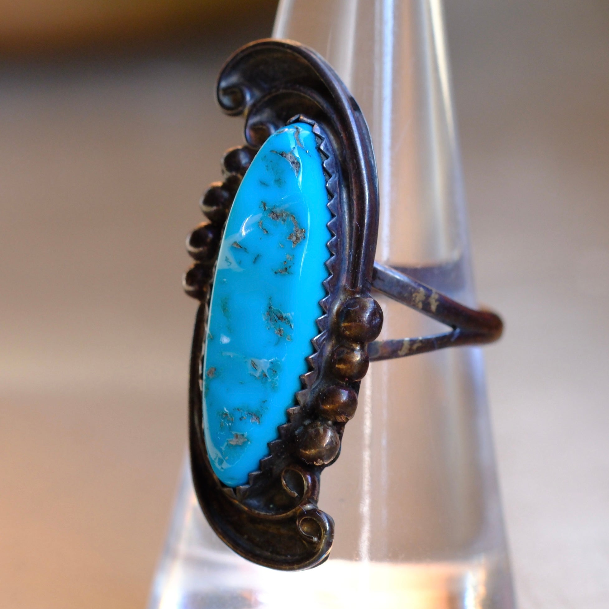 Vintage Sterling Turquoise Ring 7.75