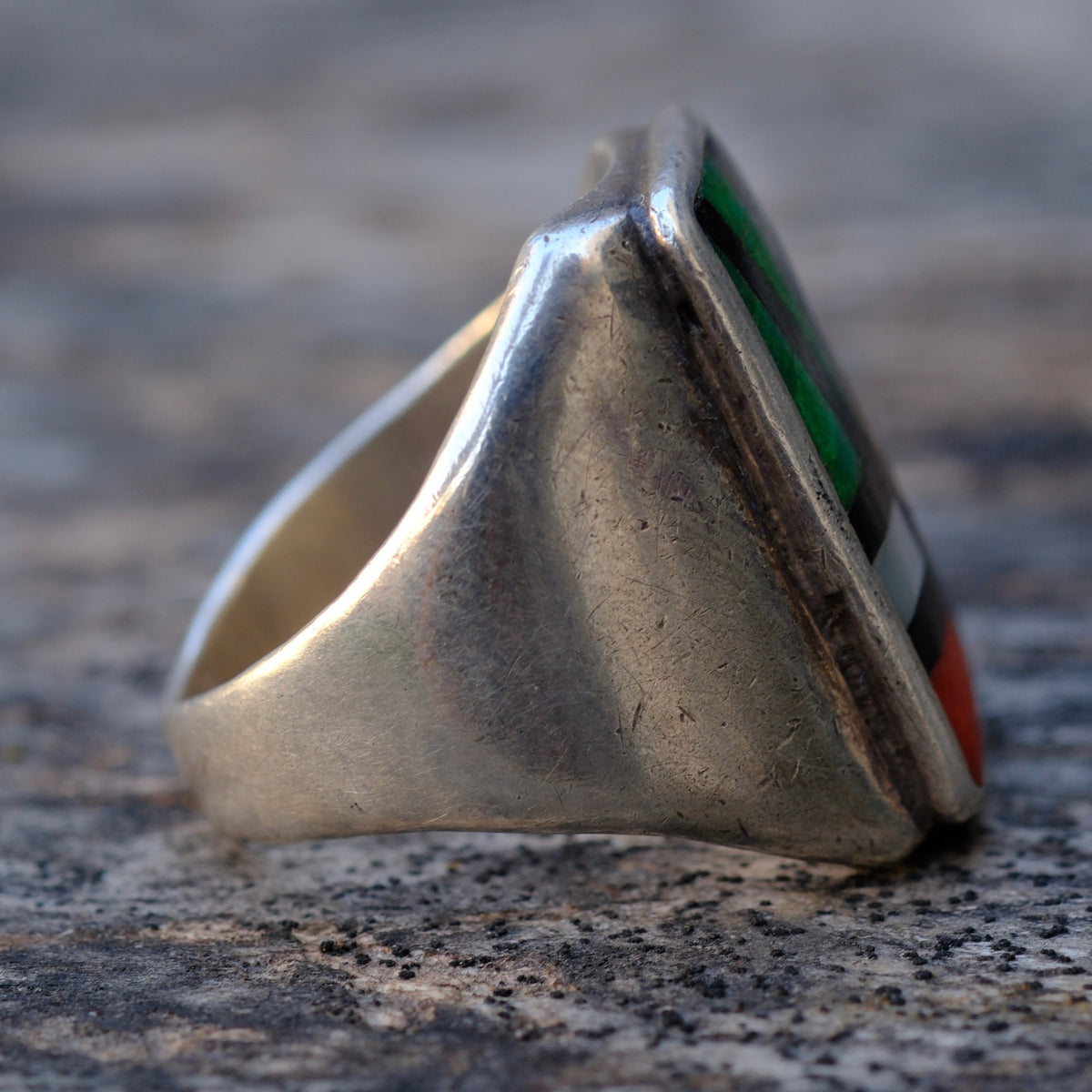Vintage Sterling Zuni Inlay Ring 11