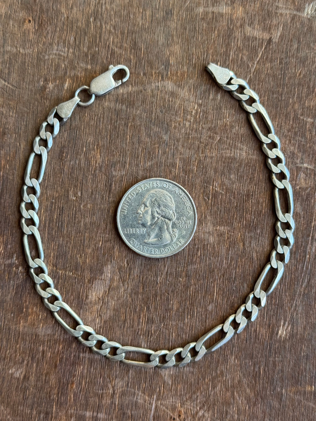 Vintage Sterling Silver 9” Figaro Chain Bracelet