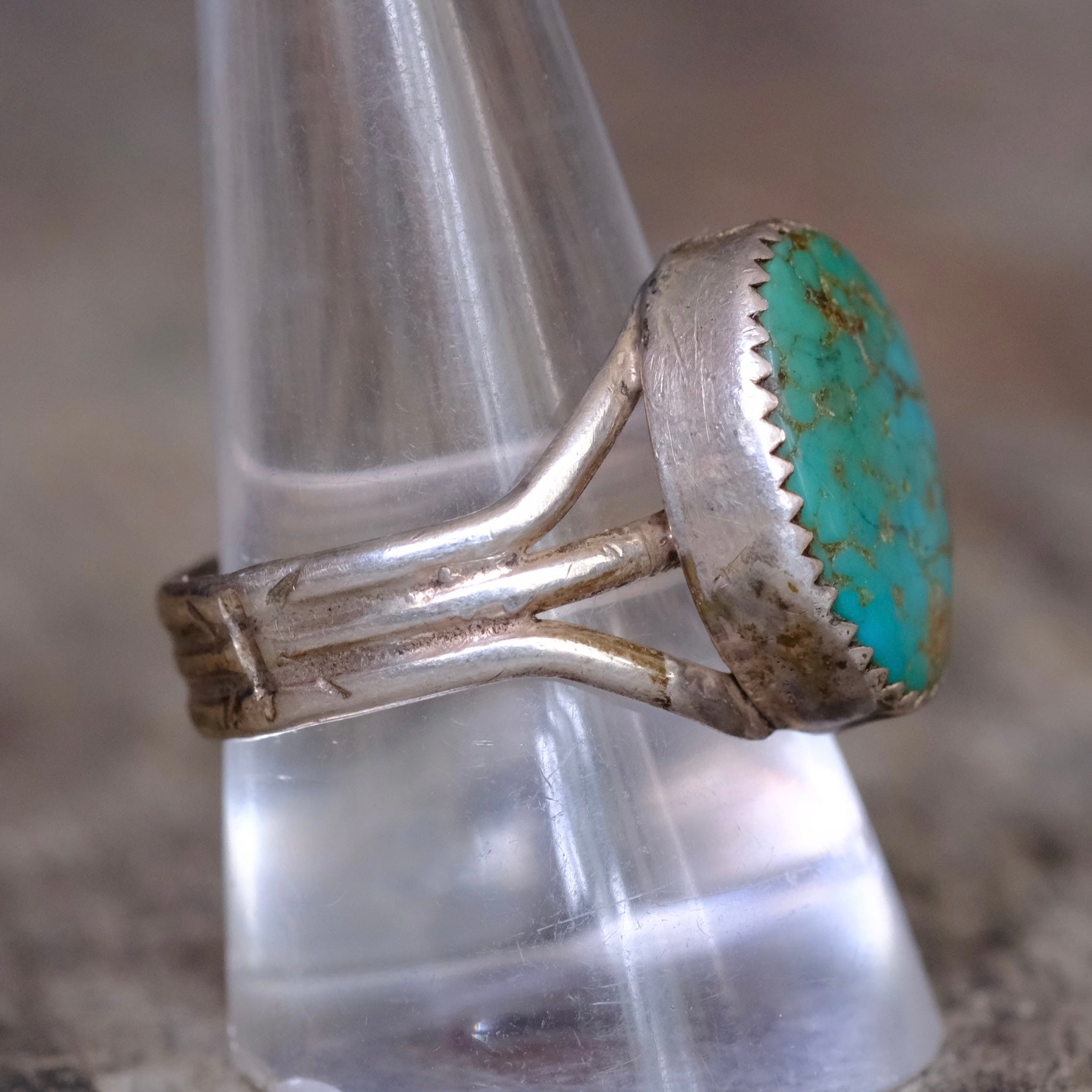Vintage Sterling Turquoise Ring 10.5