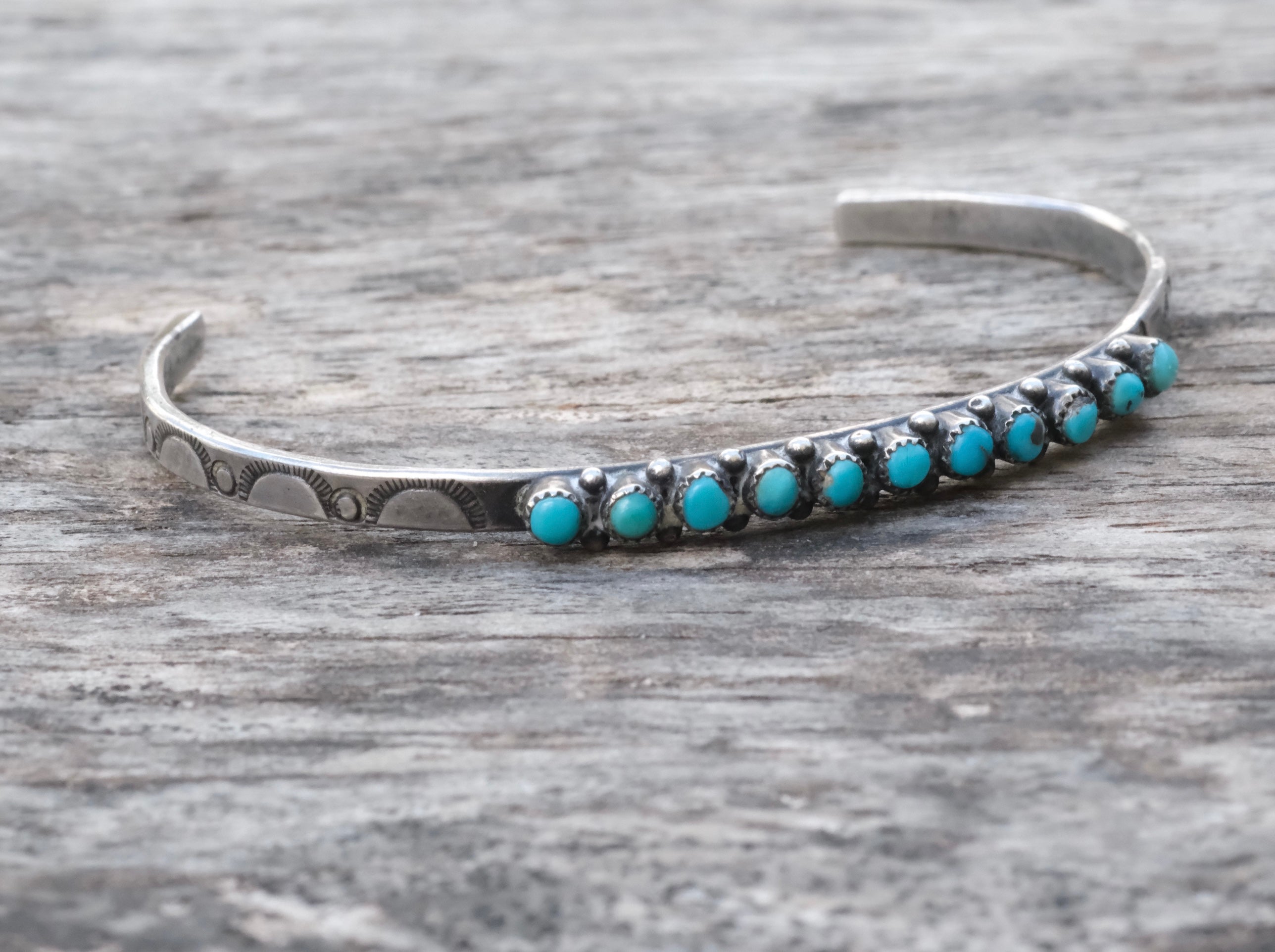 Vintage Sterling Snake Eye Turquoise Cuff Bracelet
