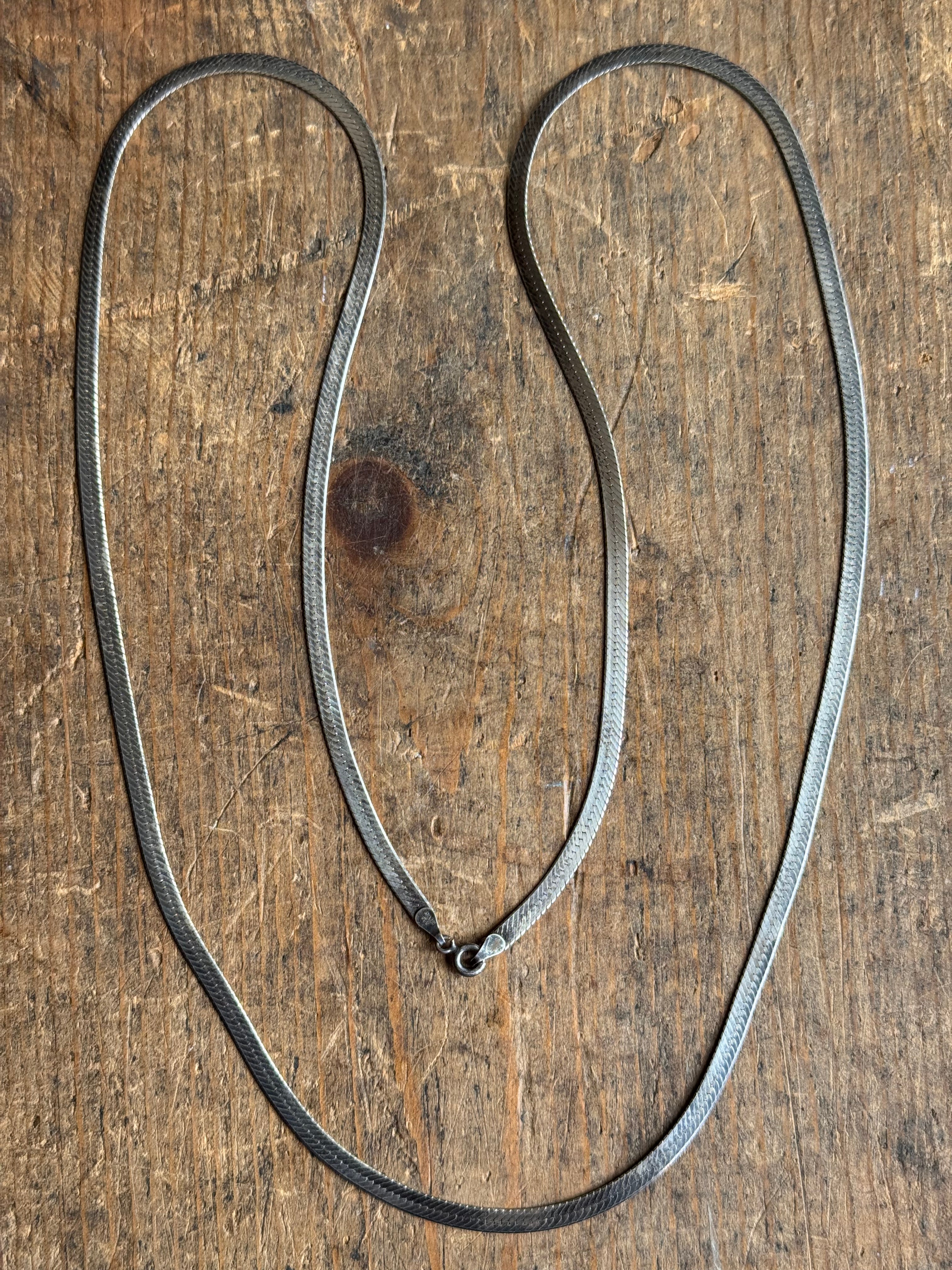 Vintage Sterling Silver 30” Herringbone Chain