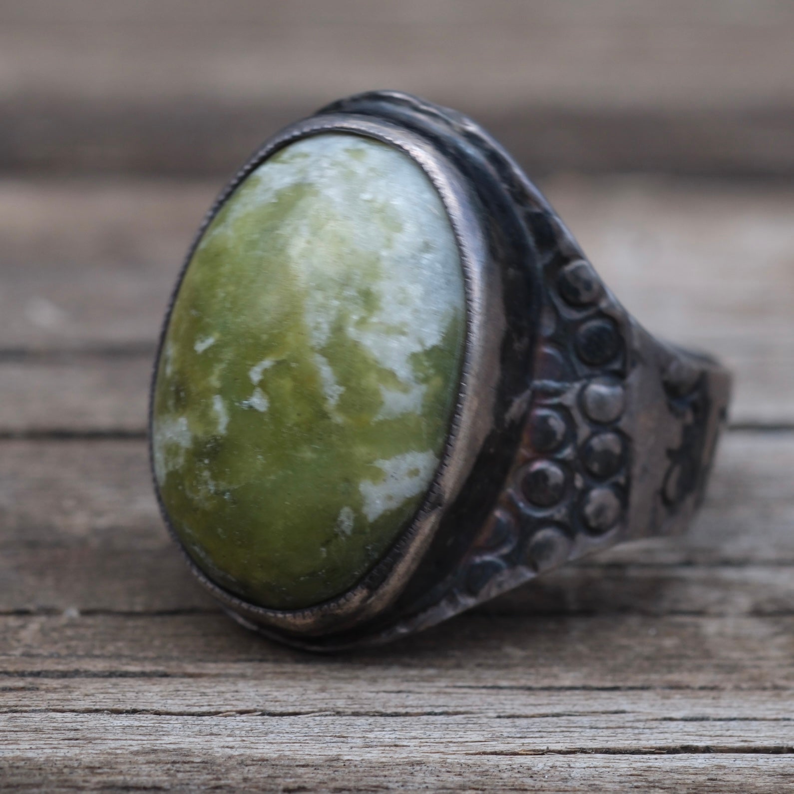 Vintage Sterling Serpentine Stamped Band Ring 8