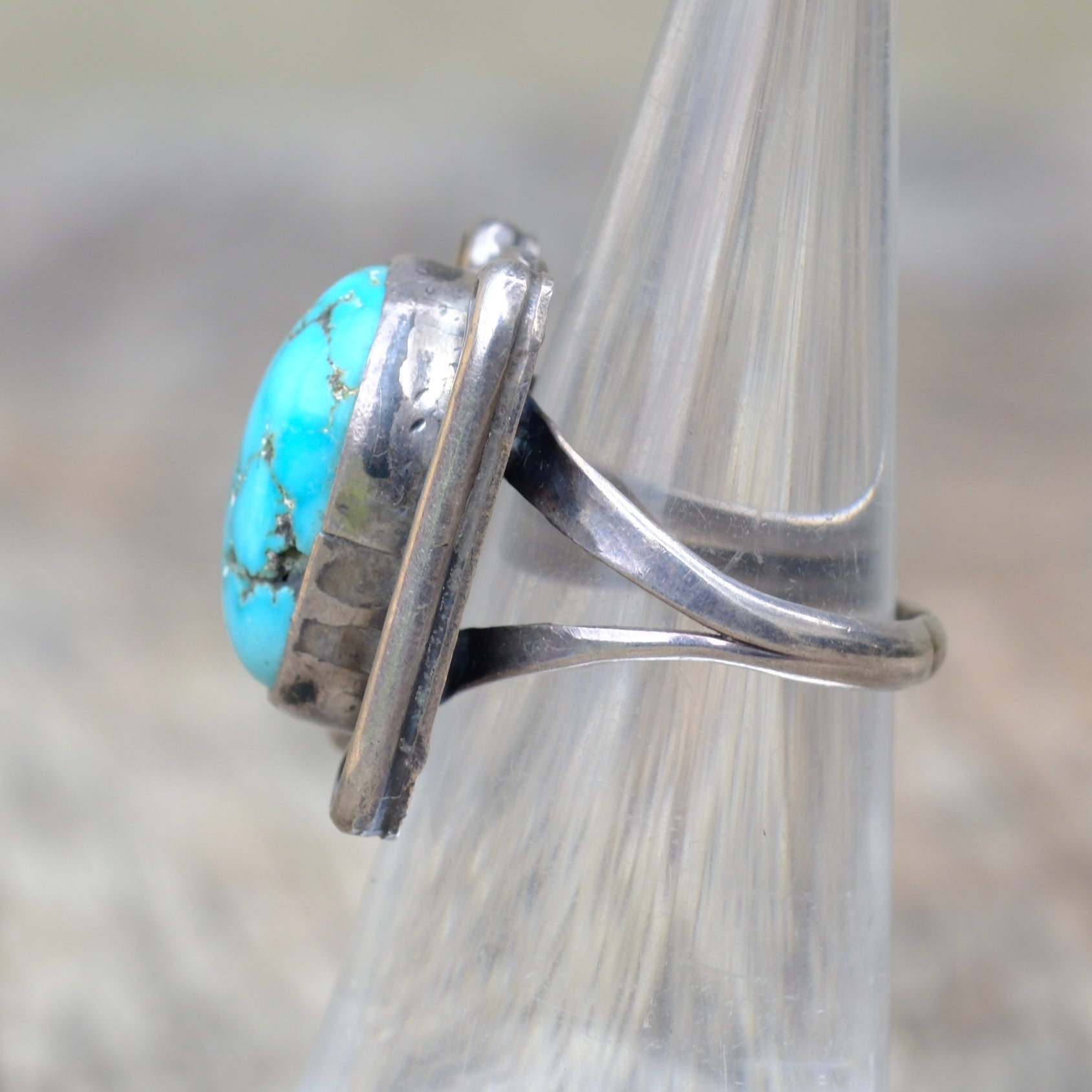Vintage Sterling Turquoise Ring 4.25