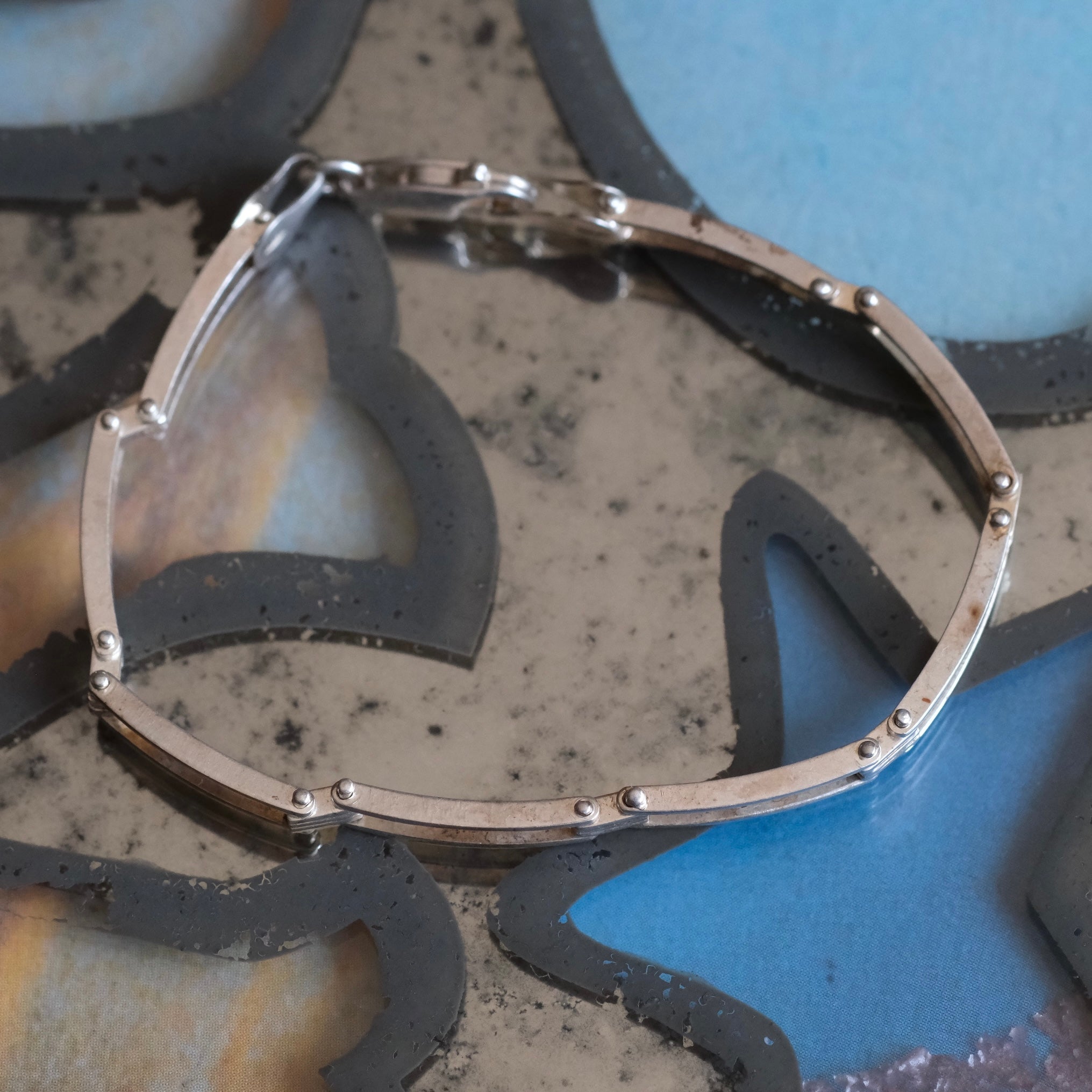 Vintage Sterling Silver ox Hinge Bracelet 7"