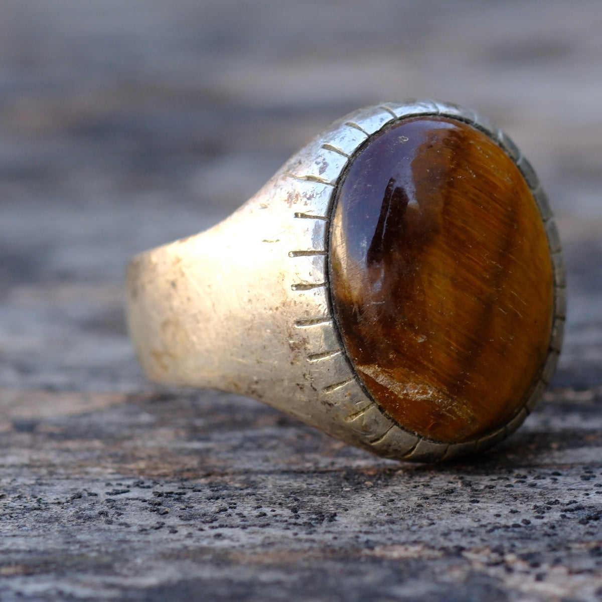 Vintage Sterling Tigers Eye Ring 10