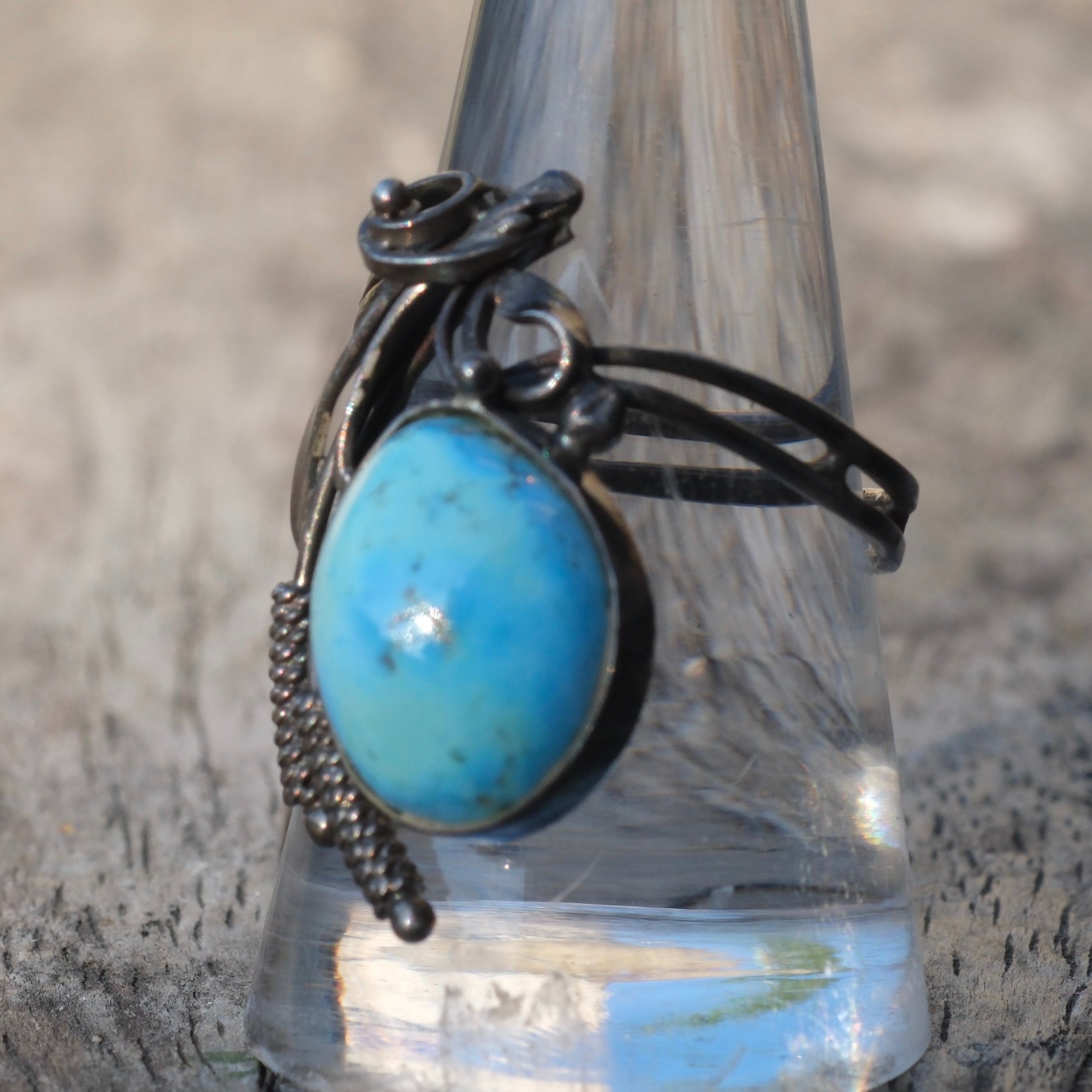 Vintage Sterling Larimar Ring 8.75