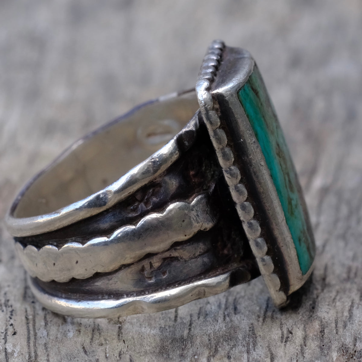 Vintage Sterling Turquoise Ring 11.5