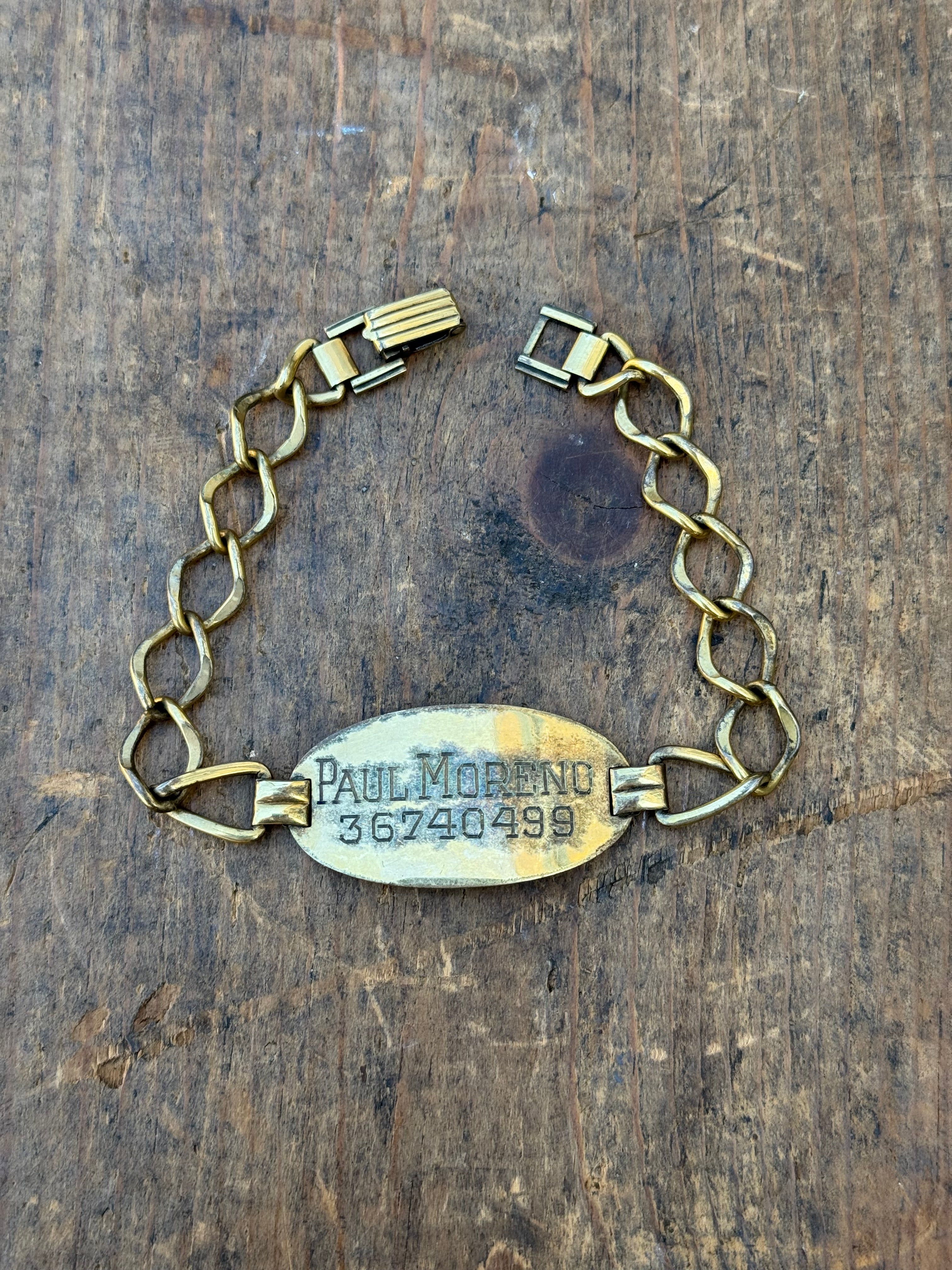Vintage Sterling Silver Gold Plated ID Bracelet 7.75"