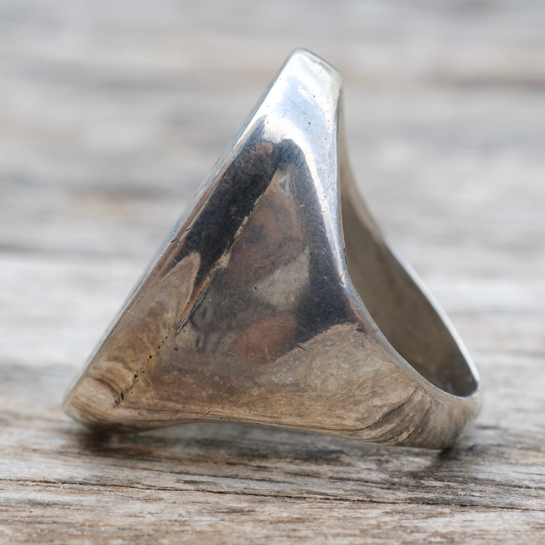 Vintage Sterling Crushed Turquoise Inlay Ring 8.75
