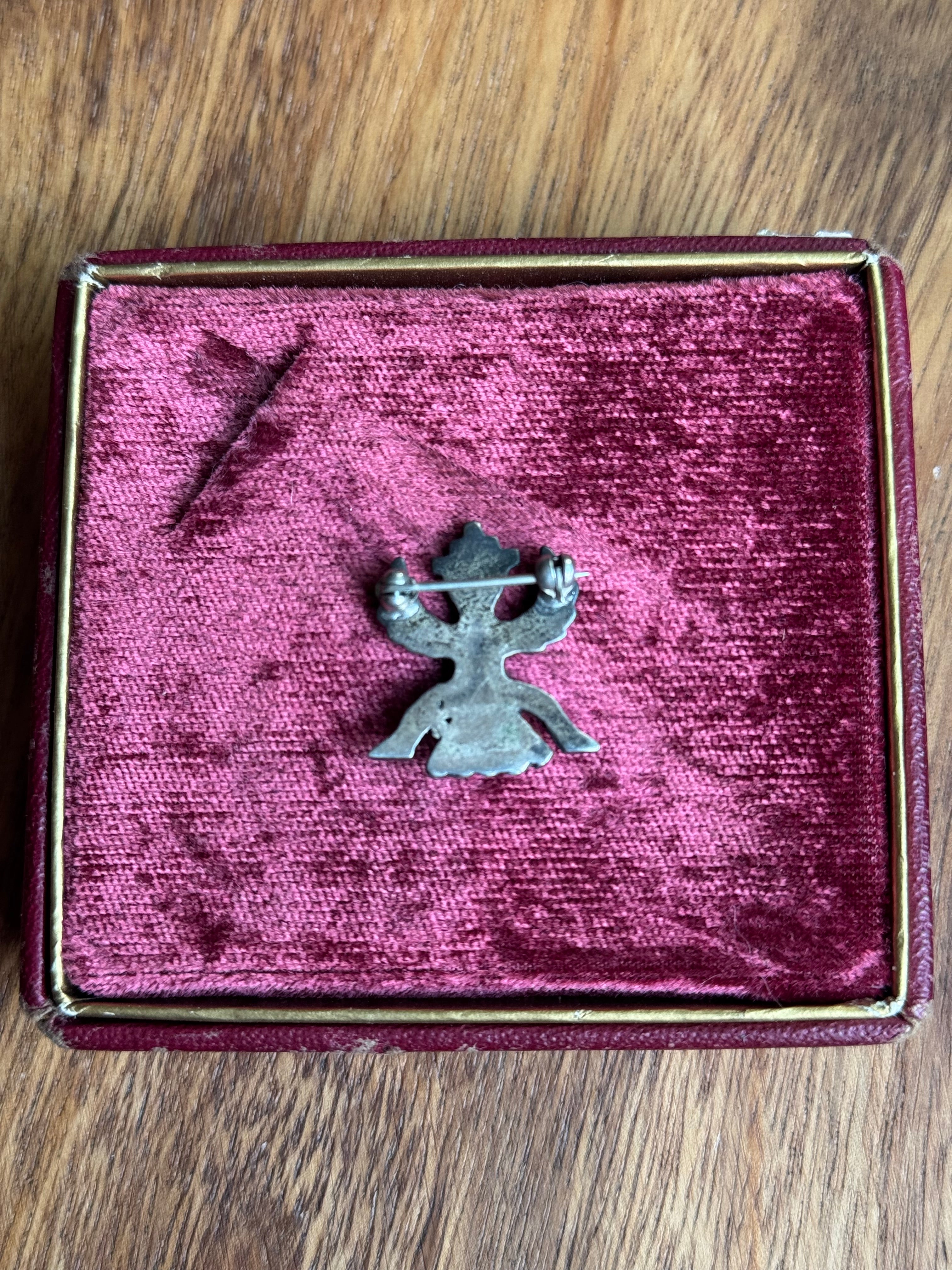 Vintage Sterling Silver Zuni Turquoise Inlay Knifewing Pin