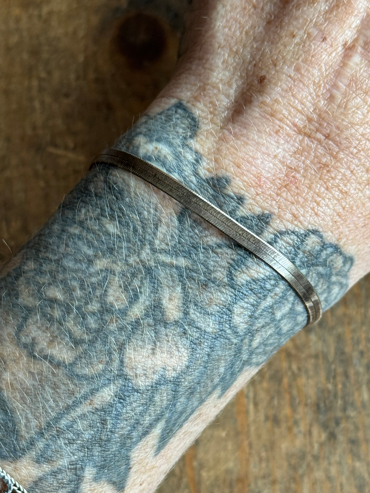 Vintage Sterling Silver Herringbone Chain Bracelet
