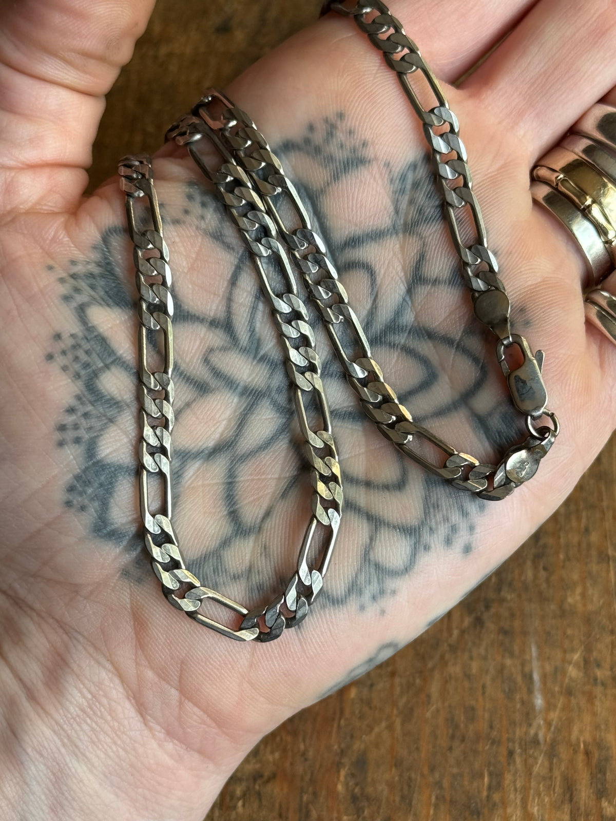 Vintage Sterling Silver 24” Figaro Chain