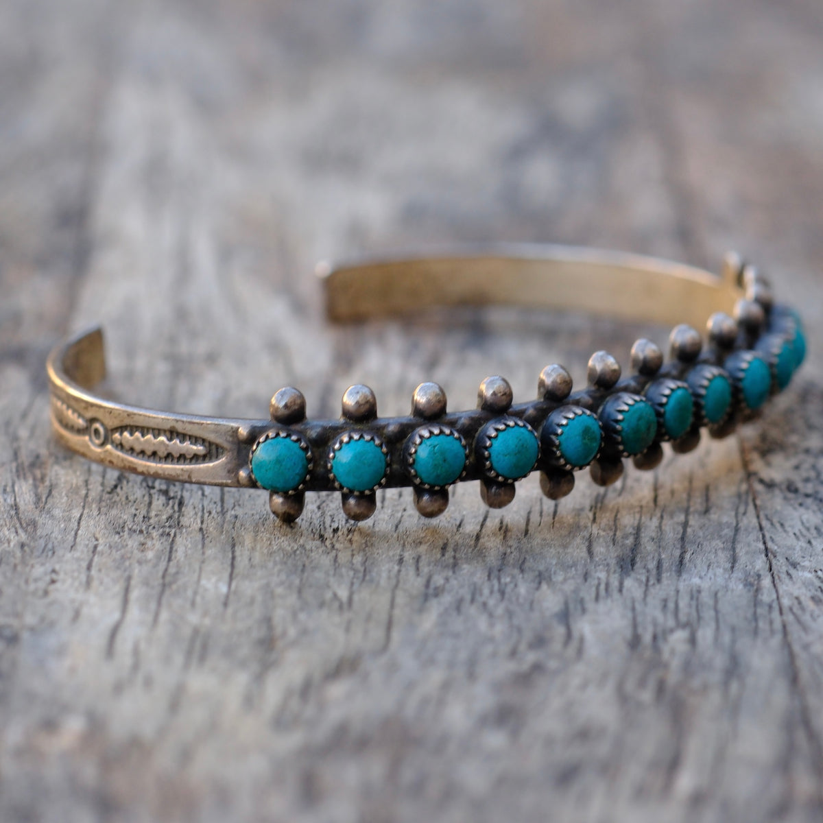 Vintage Sterling Snake Eye Turquoise Cuff Bracelet