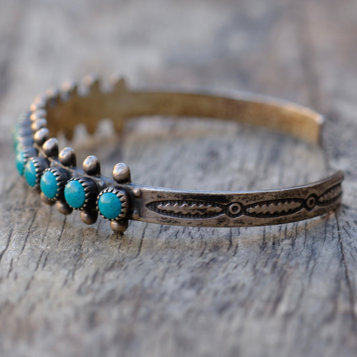 Vintage Sterling Snake Eye Turquoise Cuff Bracelet