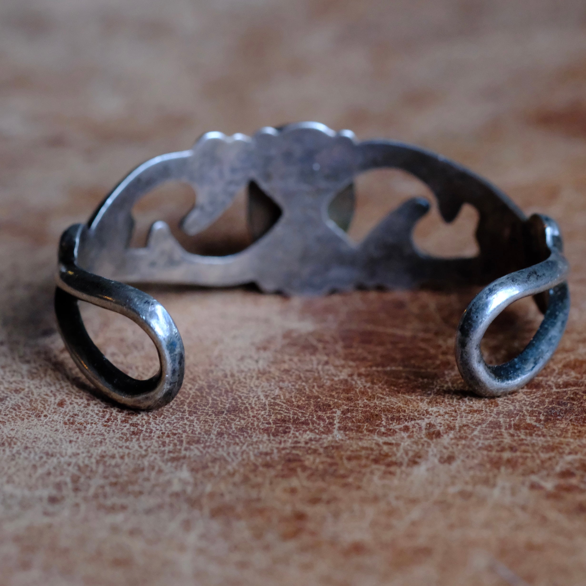 Vintage Sterling Turquoise Sandcast Cuff Bracelet