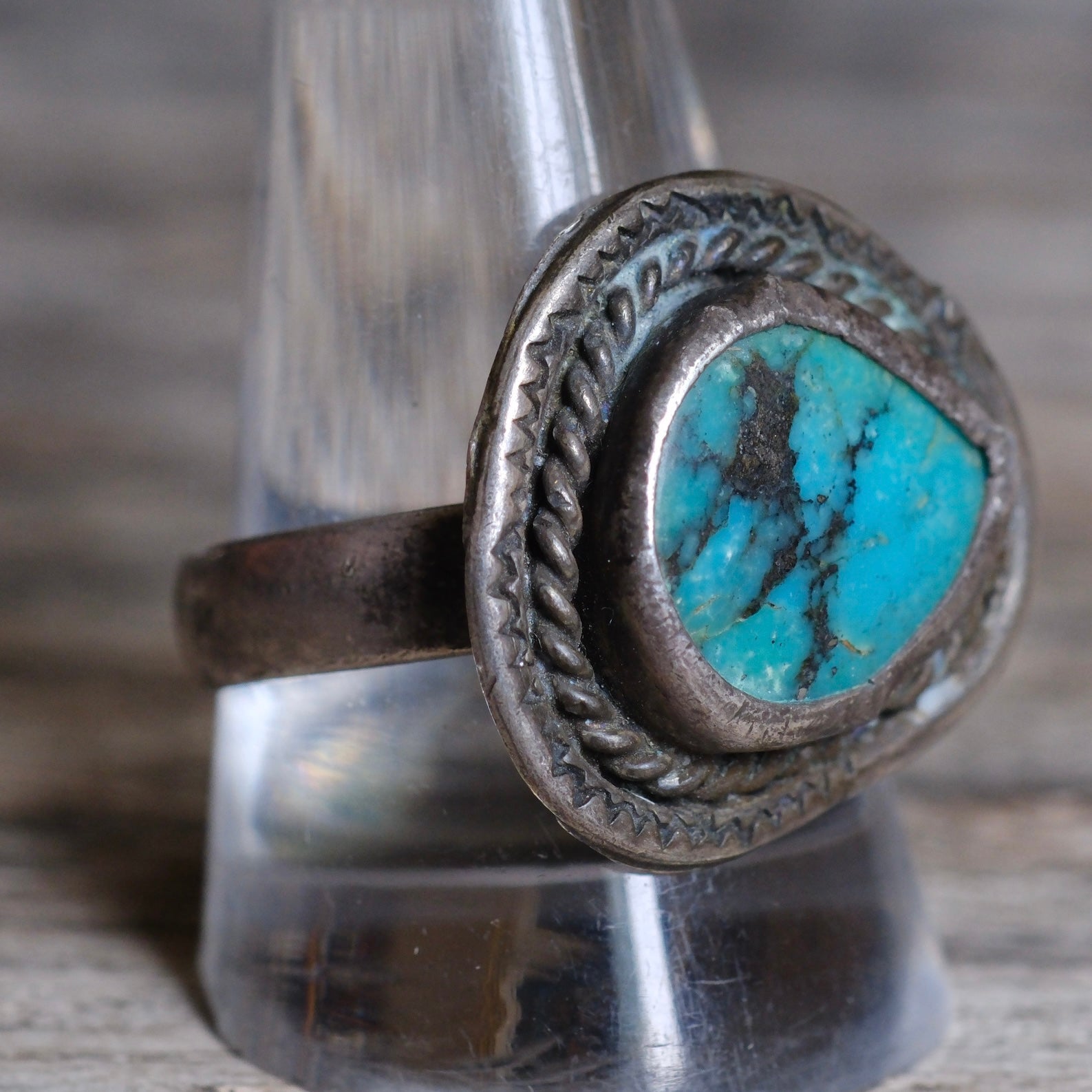 Vintage Sterling Turquoise Ring 11.5