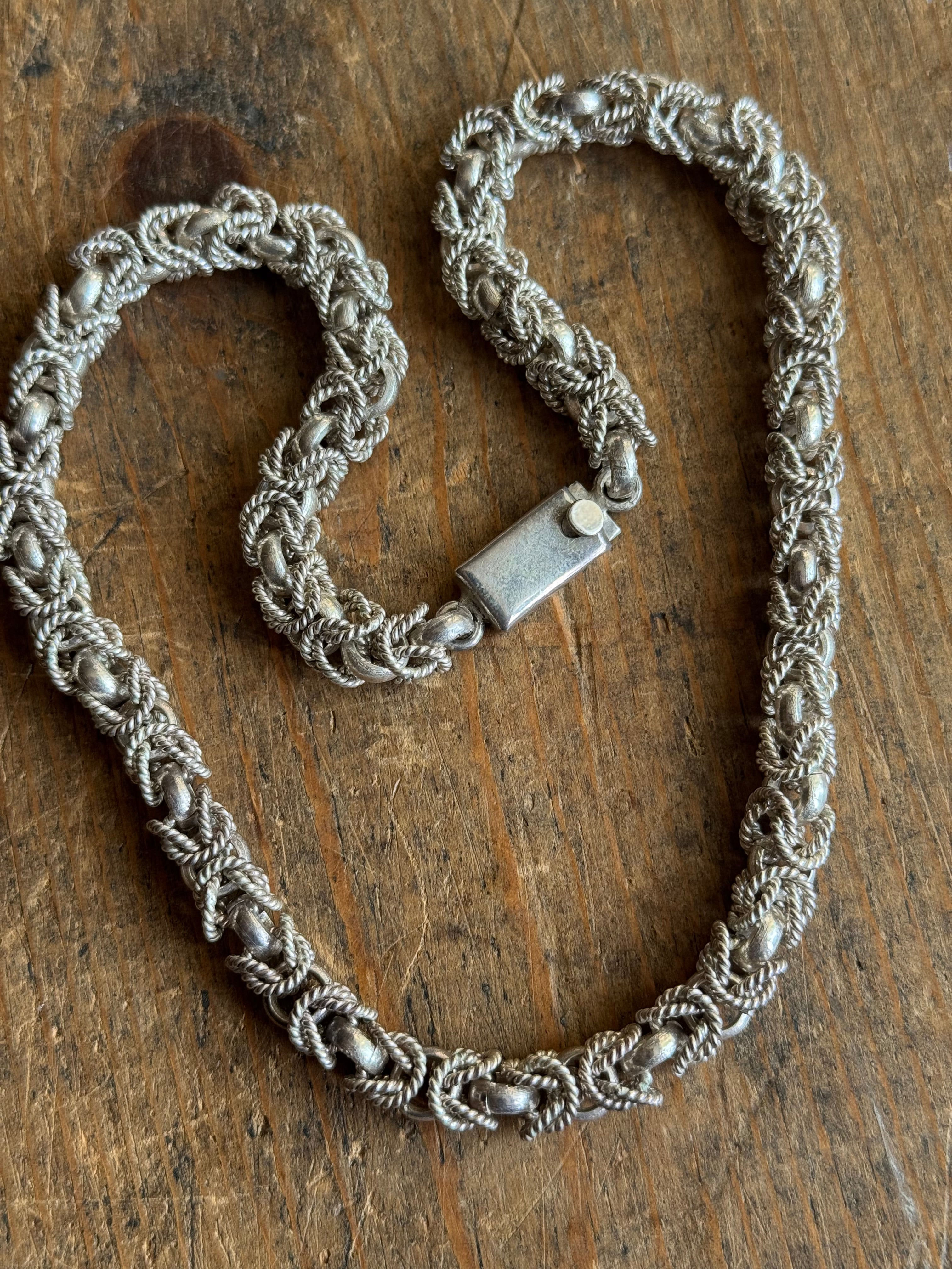 Vintage Sterling Silver 16” Chunky Byzantine Chain