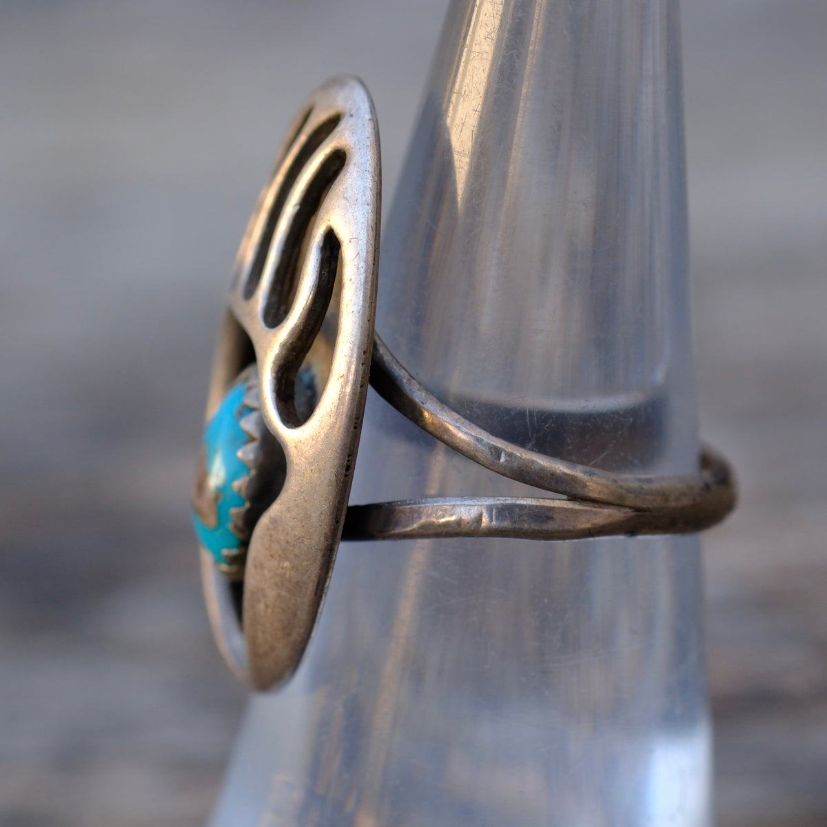 Vintage Sterling Turquoise Bear Paw Ring 5.75