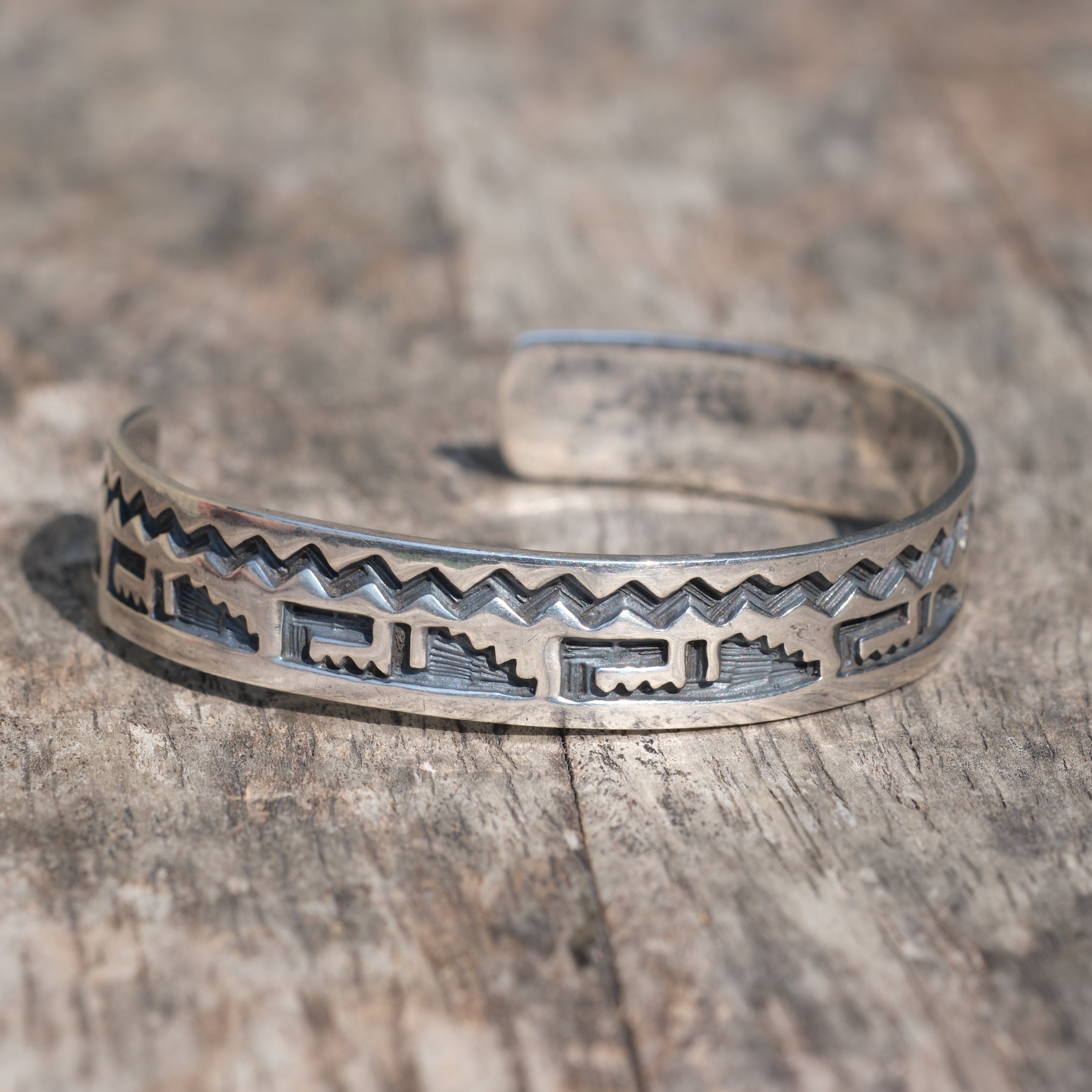 Vintage Sterling Silver Etched Cuff