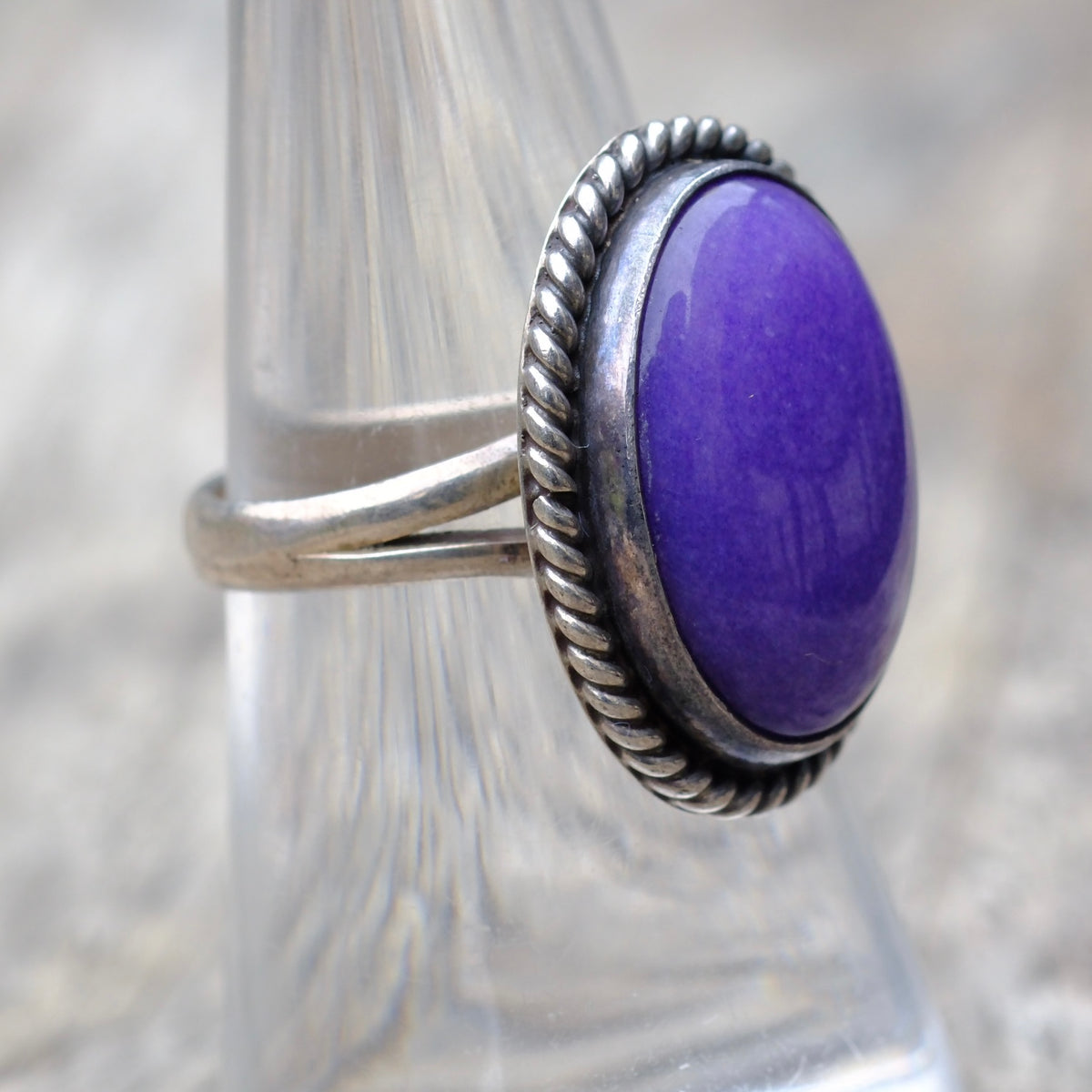Vintage Sterling Purple Gem Roper Ring 7