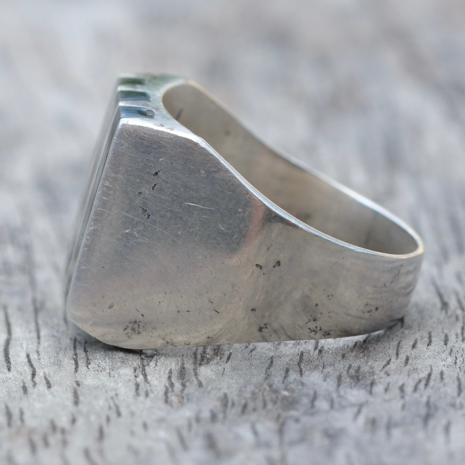 Vintage Sterling Onyx Inlay Striper Ring 10.5