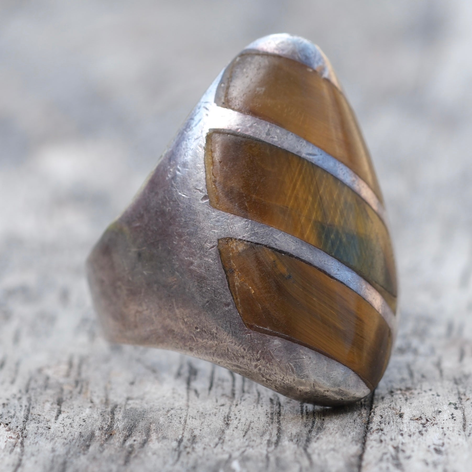 Vintage Sterling Tigers Eye Ring 10.25