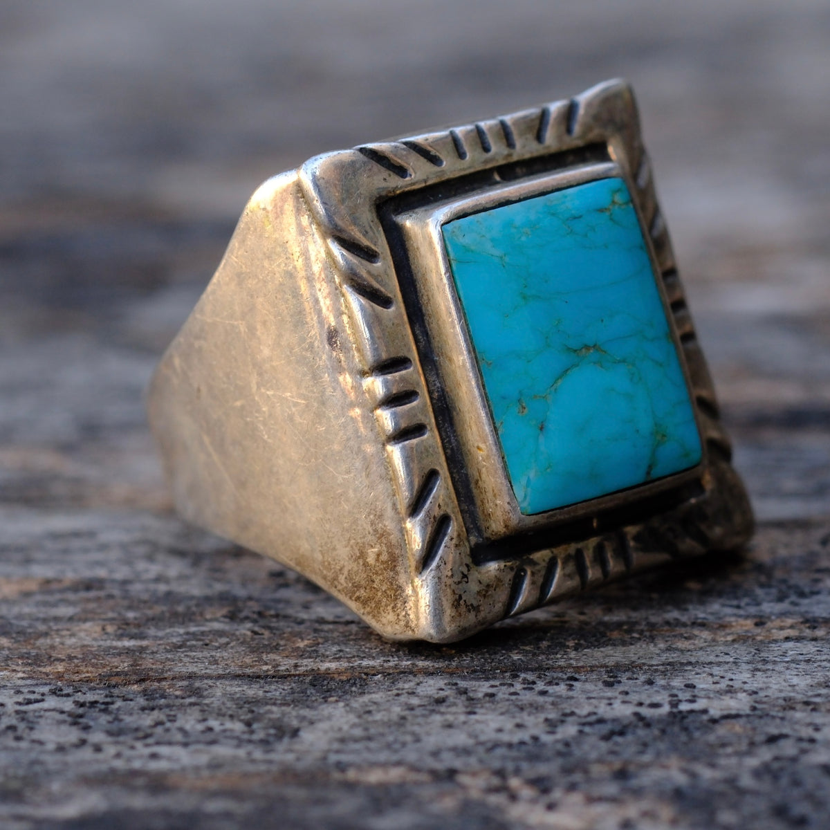 Vintage Sterling Turquoise Ring 9.75