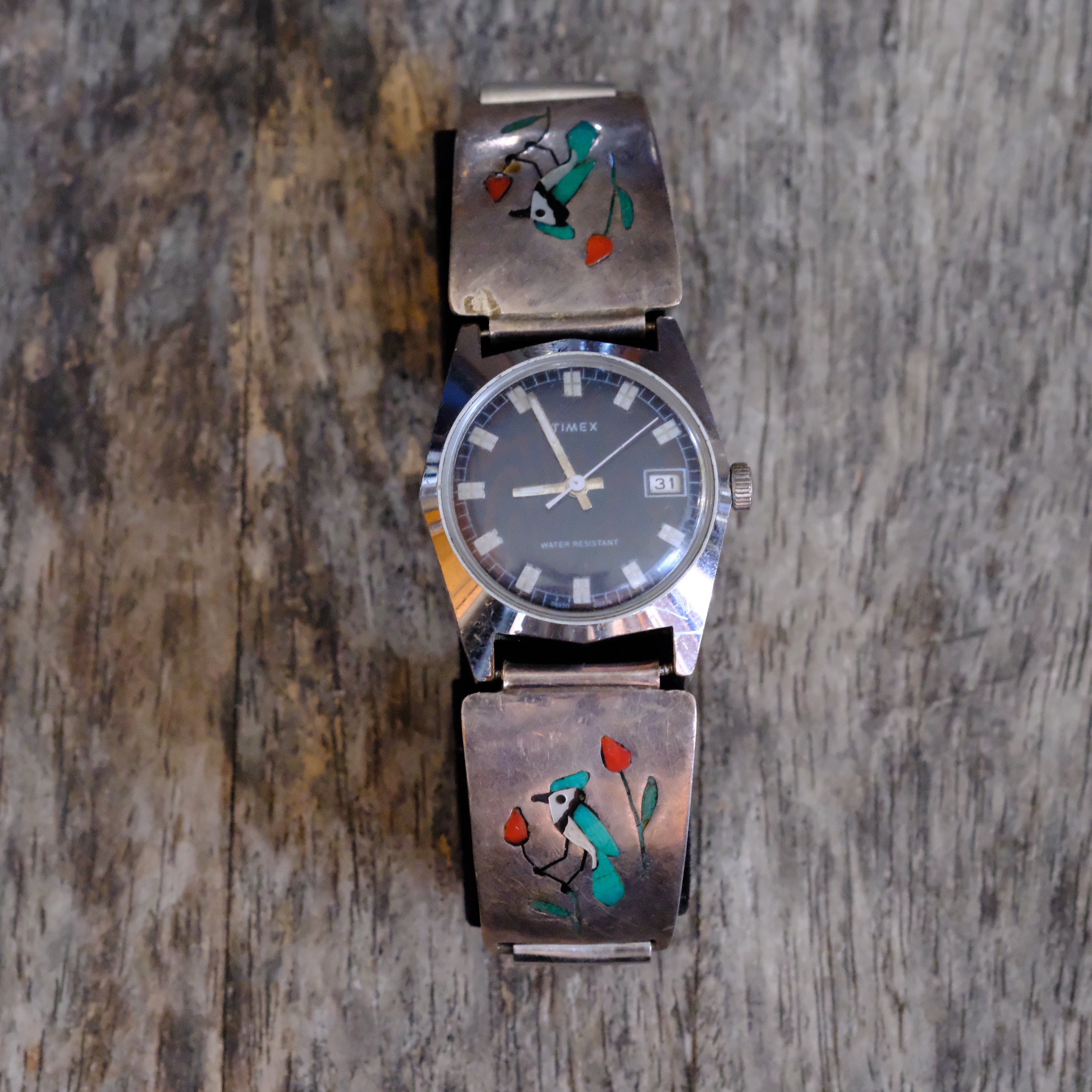 Vintage Sterling Inlay Blue Jay Watch