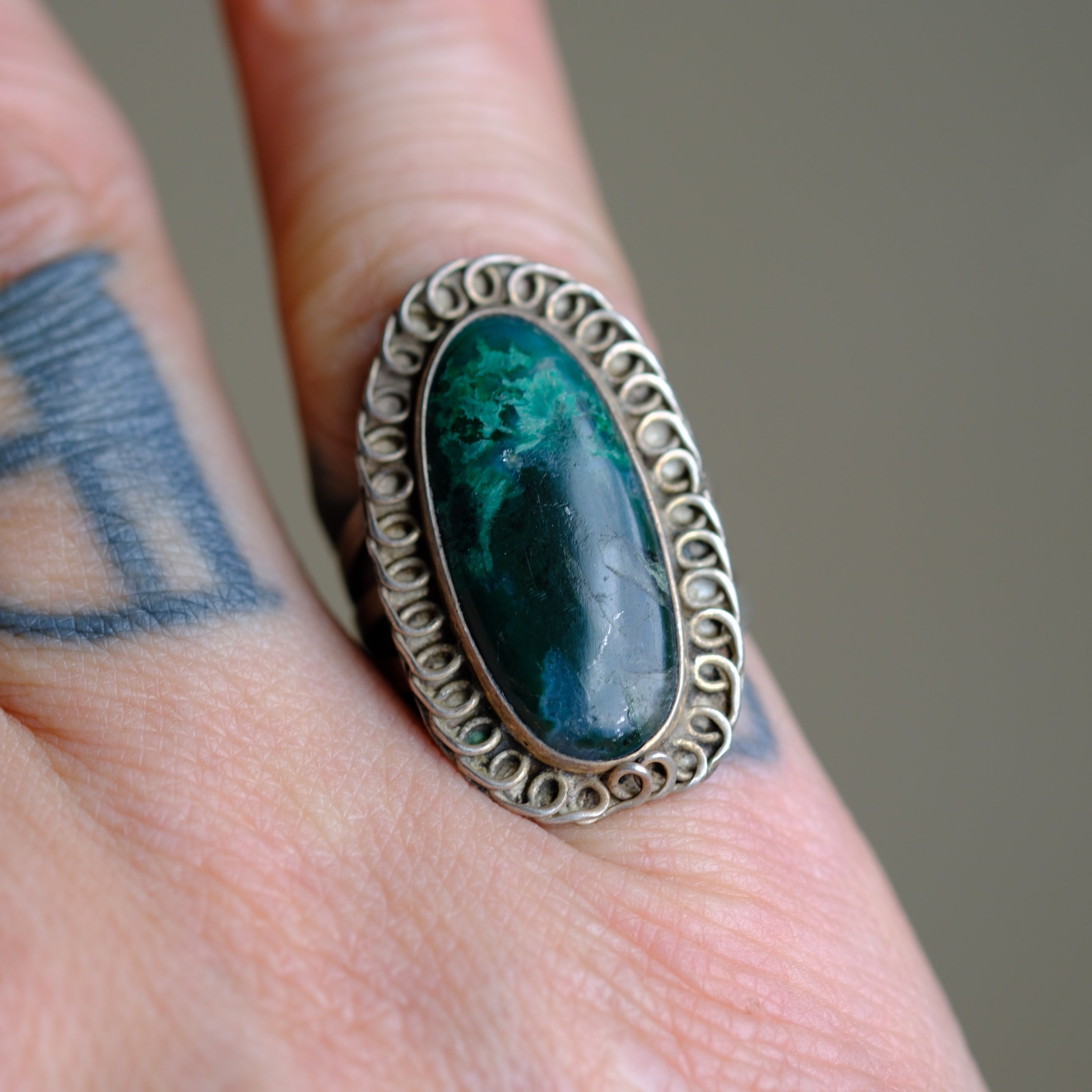 Vintage Sterling Chrysocolla Ring 5.75