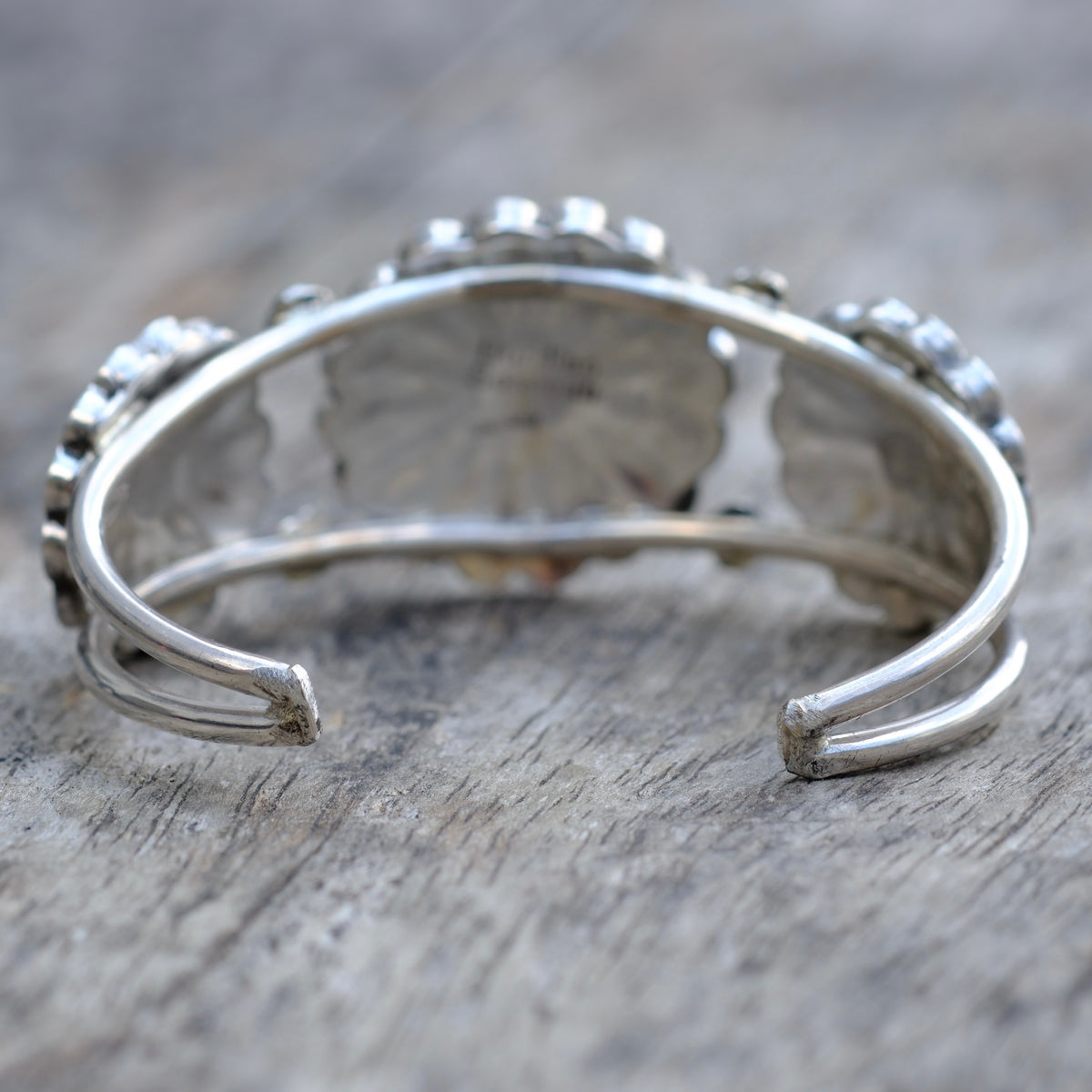 Vintage Sterling Zuni Inlay Sunface Cuff Bracelet Burdian Soseeah