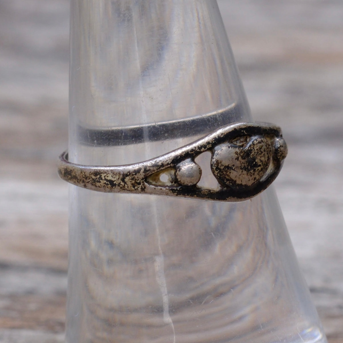 Vintage Sterling Silver Heart Ring 7.5