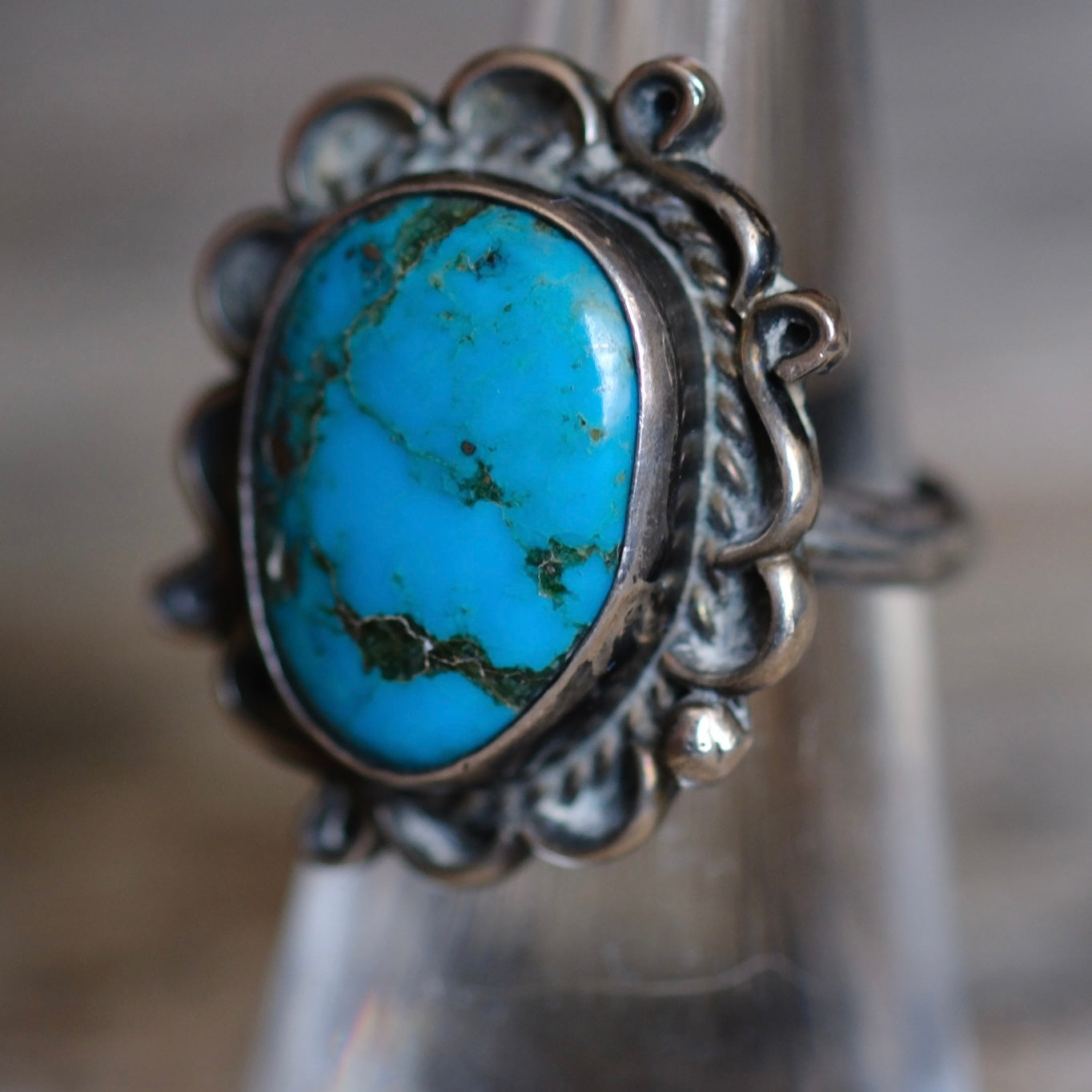 Vintage Sterling Turquoise Ring 5.25