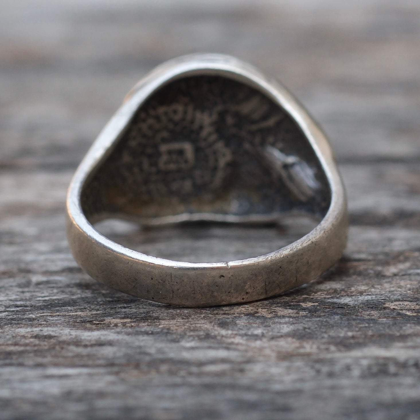 Vintage Sterling Onyx Inlya Eagle Ring 9.25