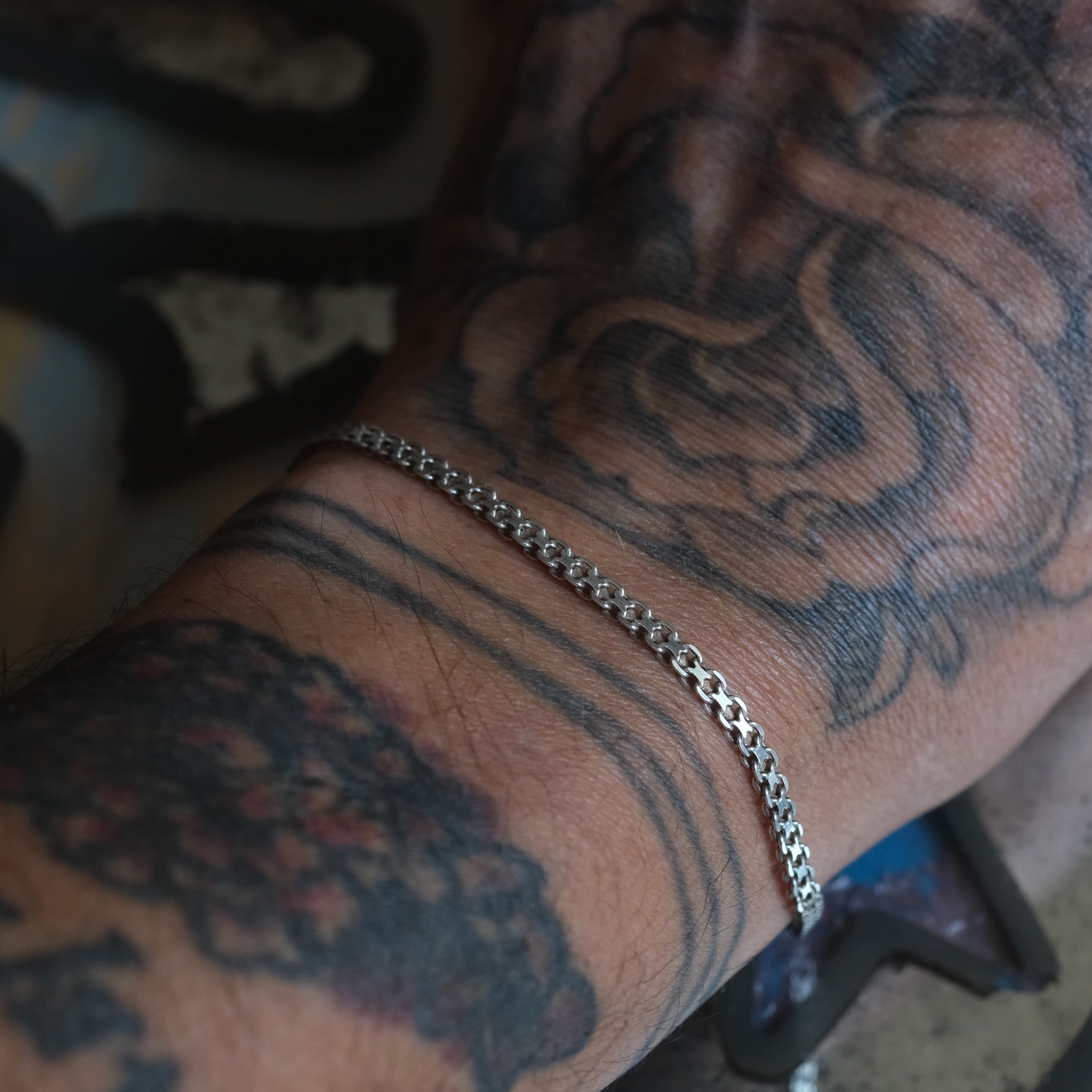 Vintage Sterling Silver Bismark Chain Bracelet 6.75"