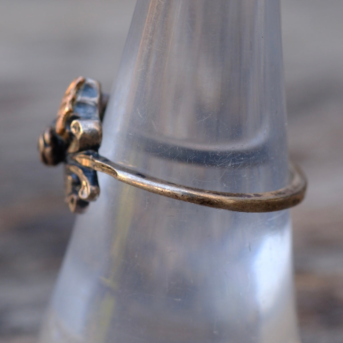 Vintage Sterling and Gold Leaf Ring 7.25
